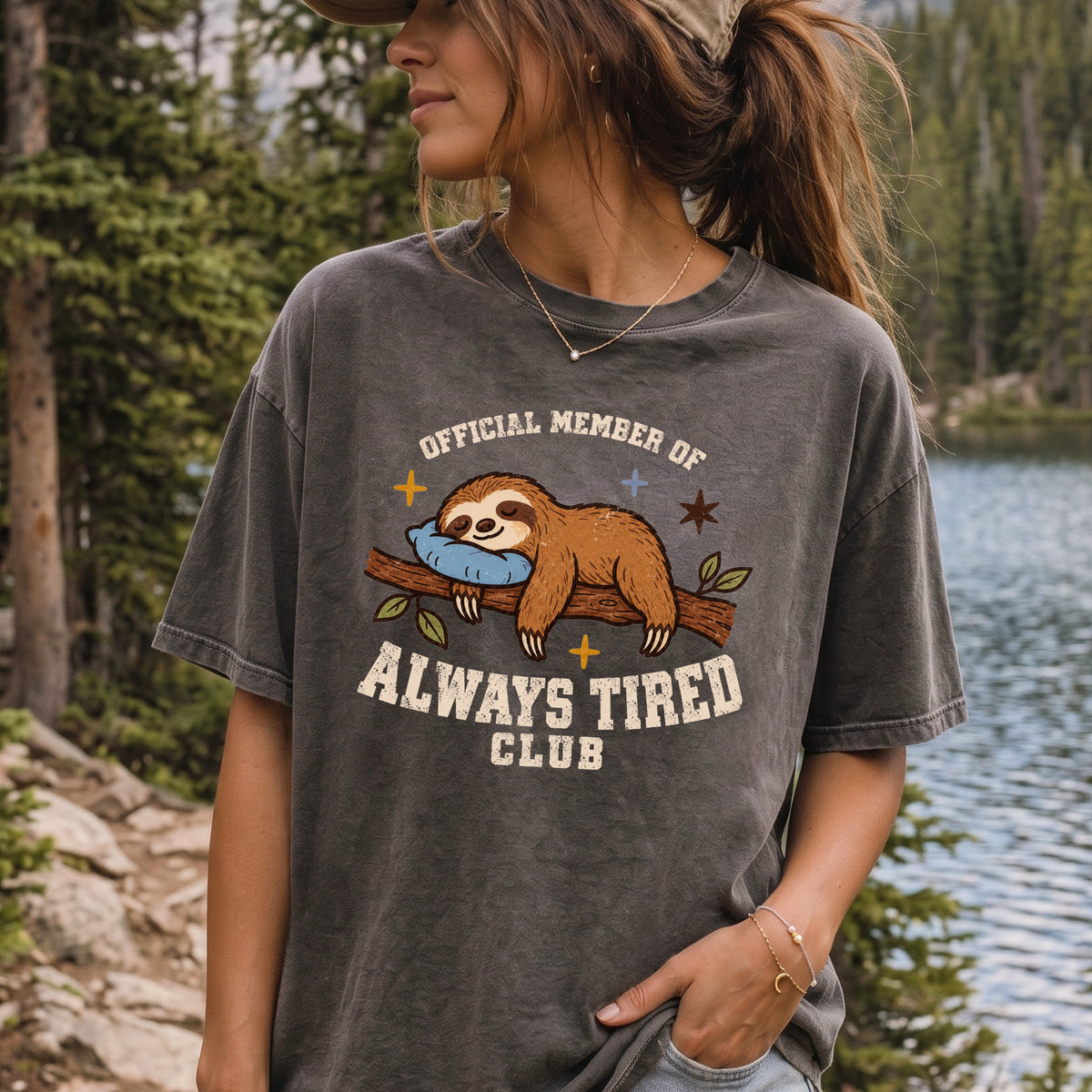 Always Tired Club Comfort Colors Shirt – Sleepy Sloth Tee