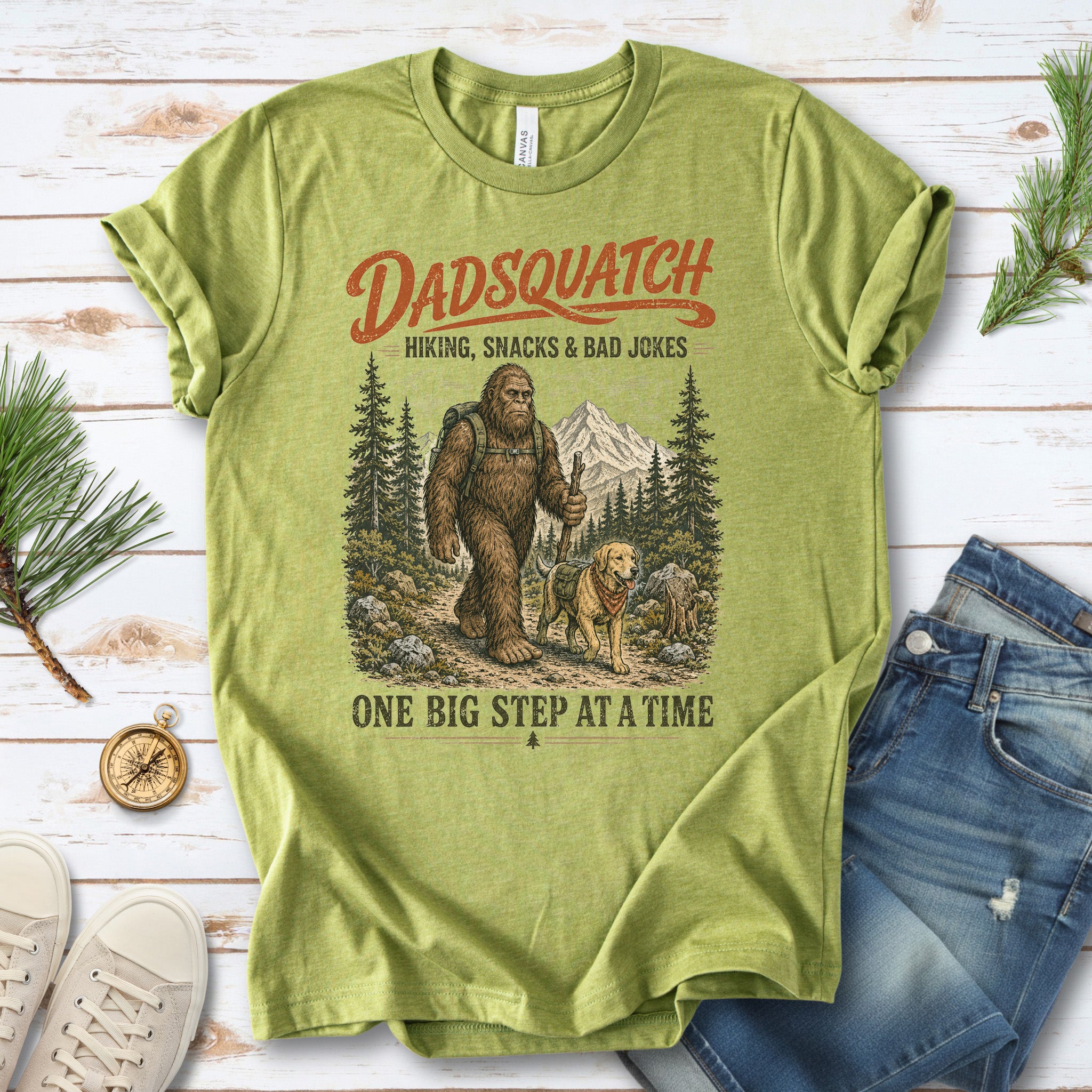 Dadsquatch Dog Dad Hiking Funny Bigfoot Trail Buddy Gift T-Shirt