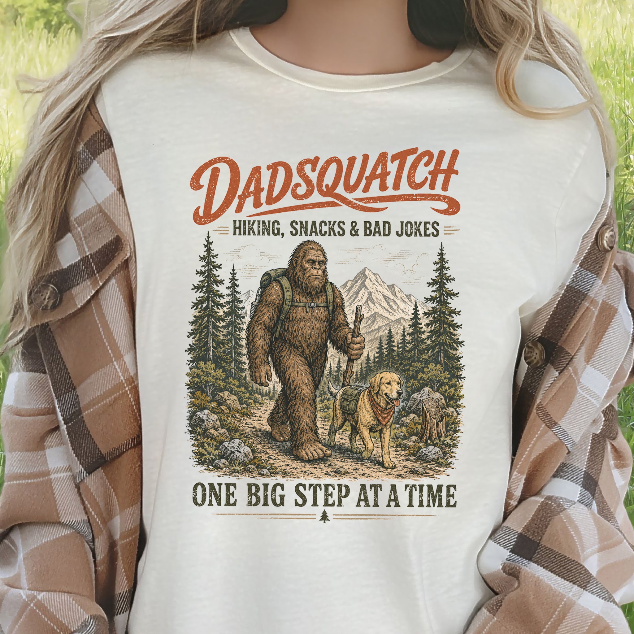 Dadsquatch Dog Dad Hiking Funny Bigfoot Trail Buddy Gift T-Shirt