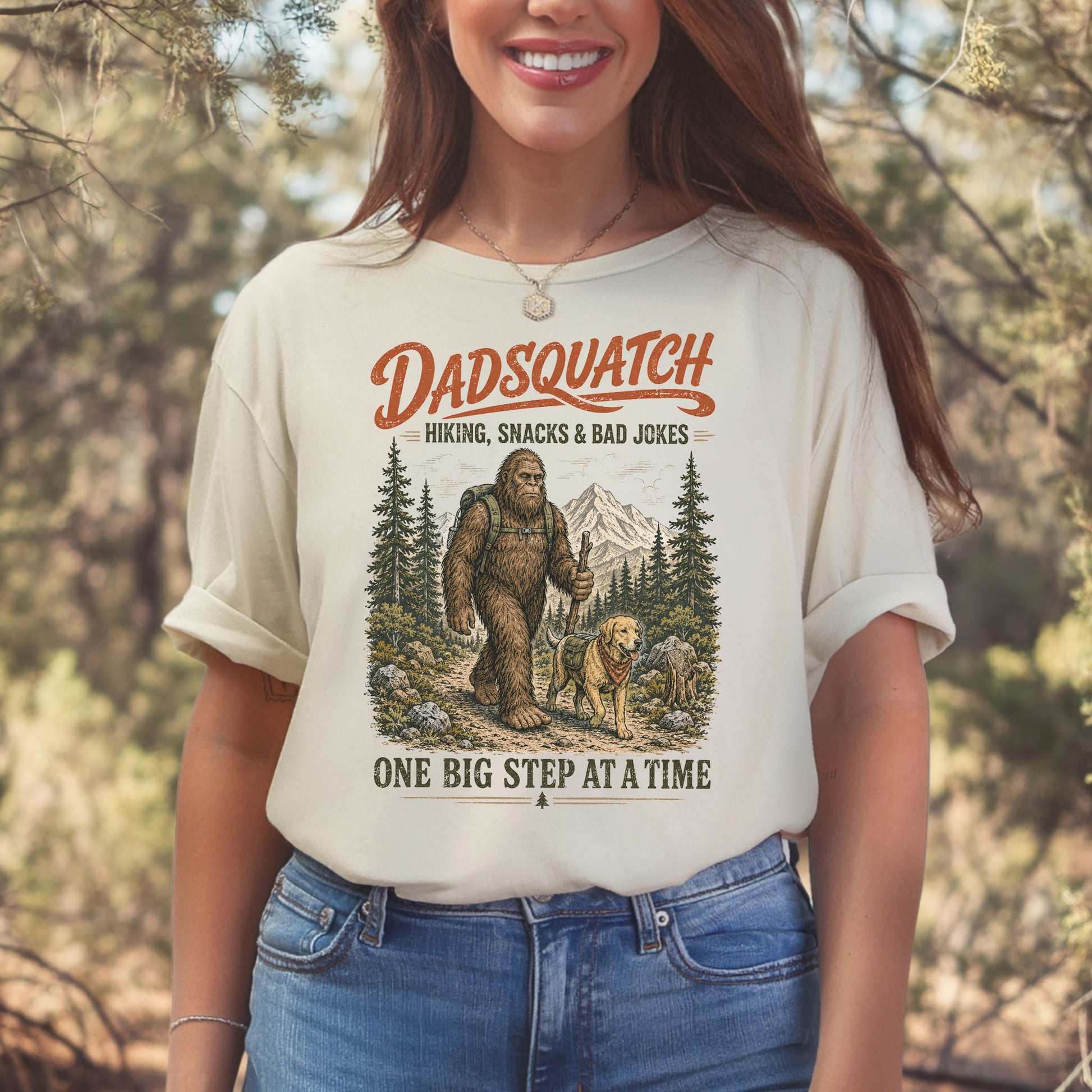 Dadsquatch Dog Dad Hiking Funny Bigfoot Trail Buddy Gift T-Shirt