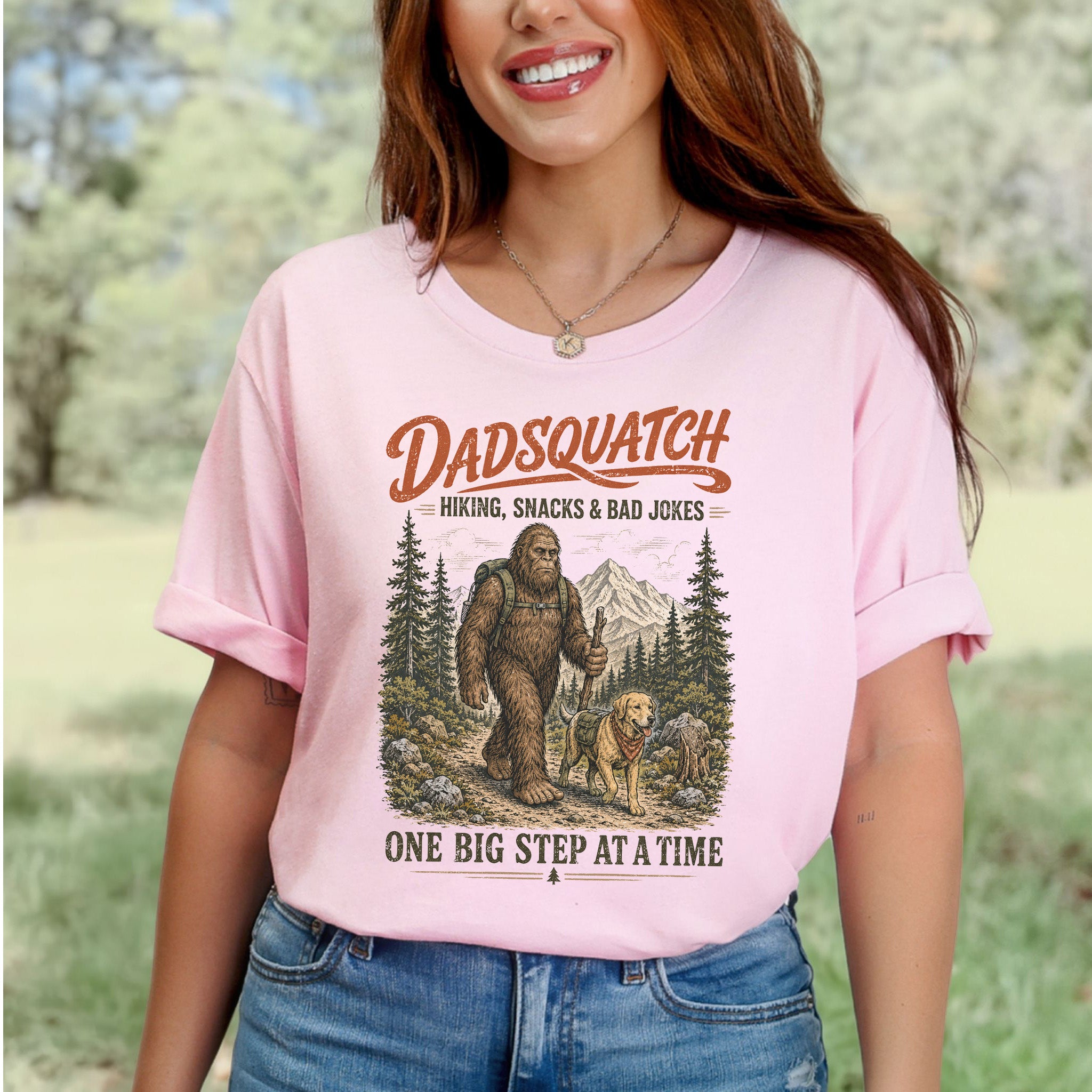 Dadsquatch Dog Dad Hiking Funny Bigfoot Trail Buddy Gift T-Shirt