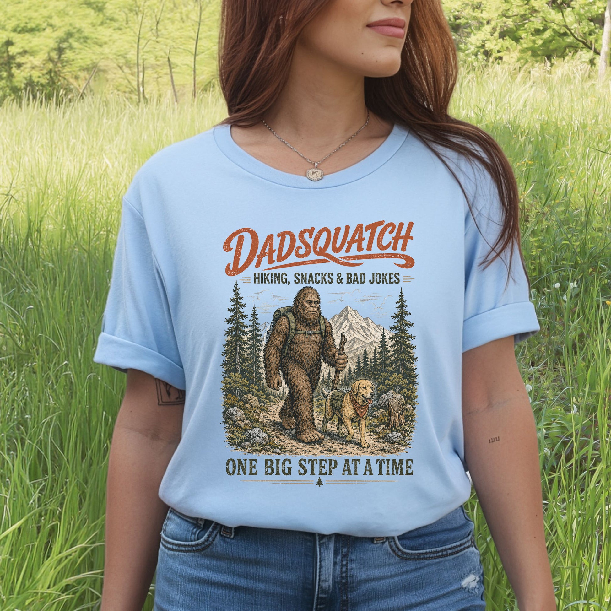 Dadsquatch Dog Dad Hiking Funny Bigfoot Trail Buddy Gift T-Shirt