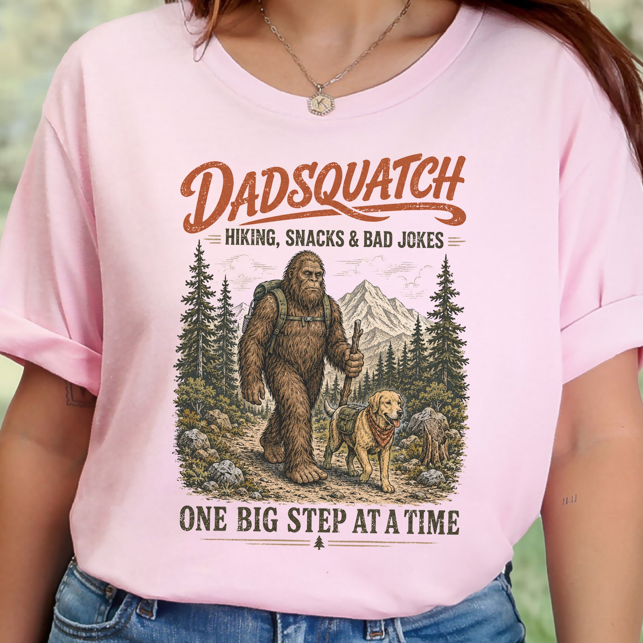 Dadsquatch Dog Dad Hiking Funny Bigfoot Trail Buddy Gift T-Shirt