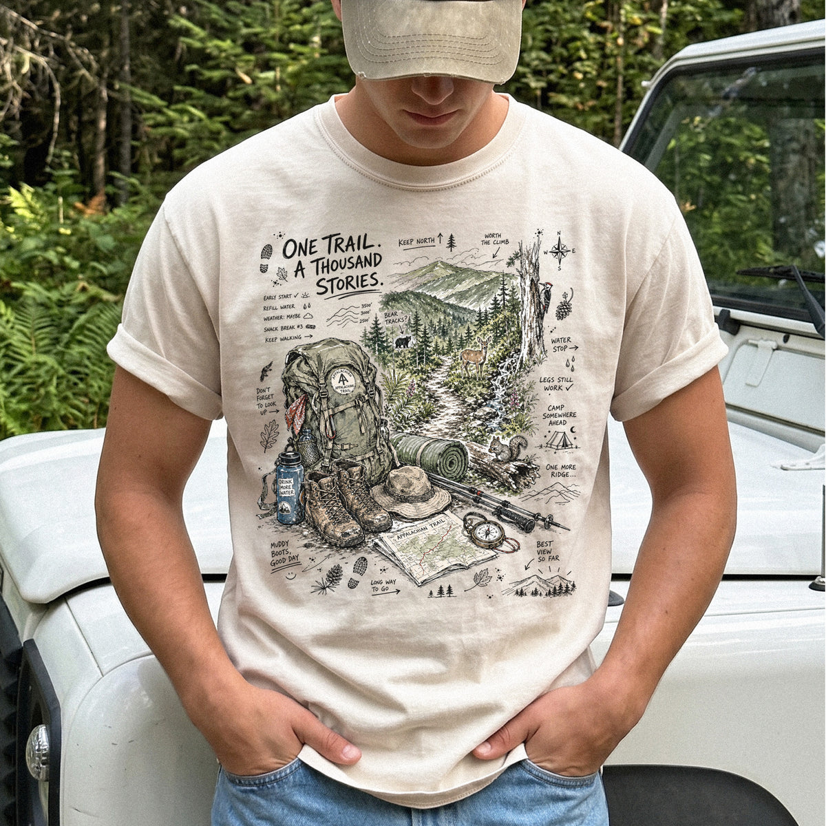 One Trail A Thousand Stories Appalachian Trail Comfort Colors Shirt – Hiking Adventure Tee