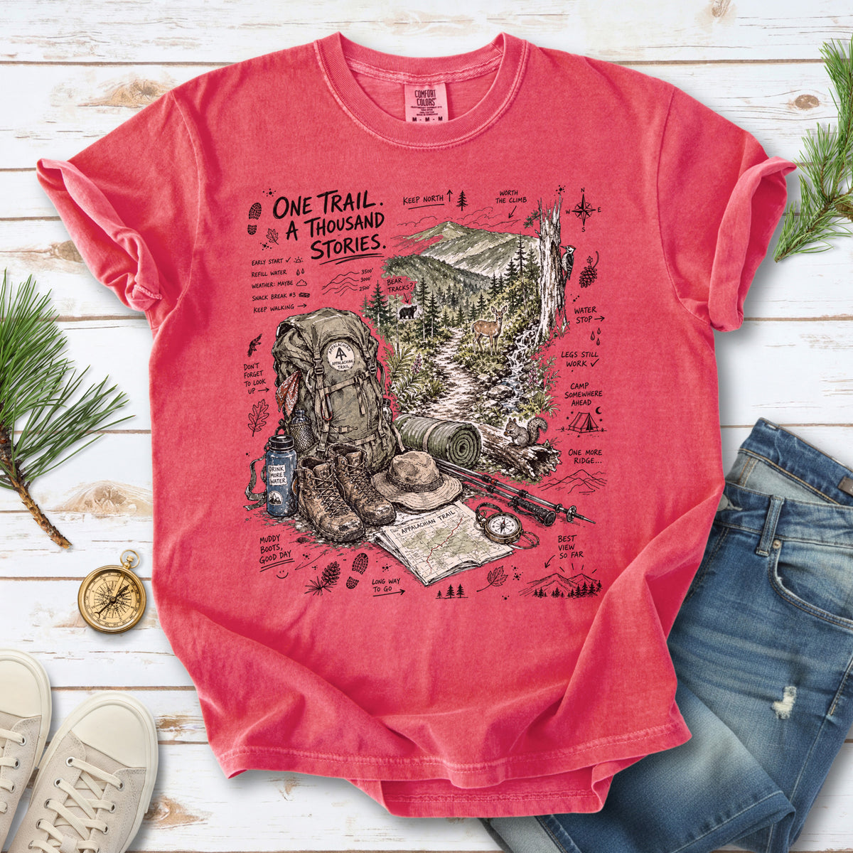 One Trail A Thousand Stories Appalachian Trail Comfort Colors Shirt – Hiking Adventure Tee