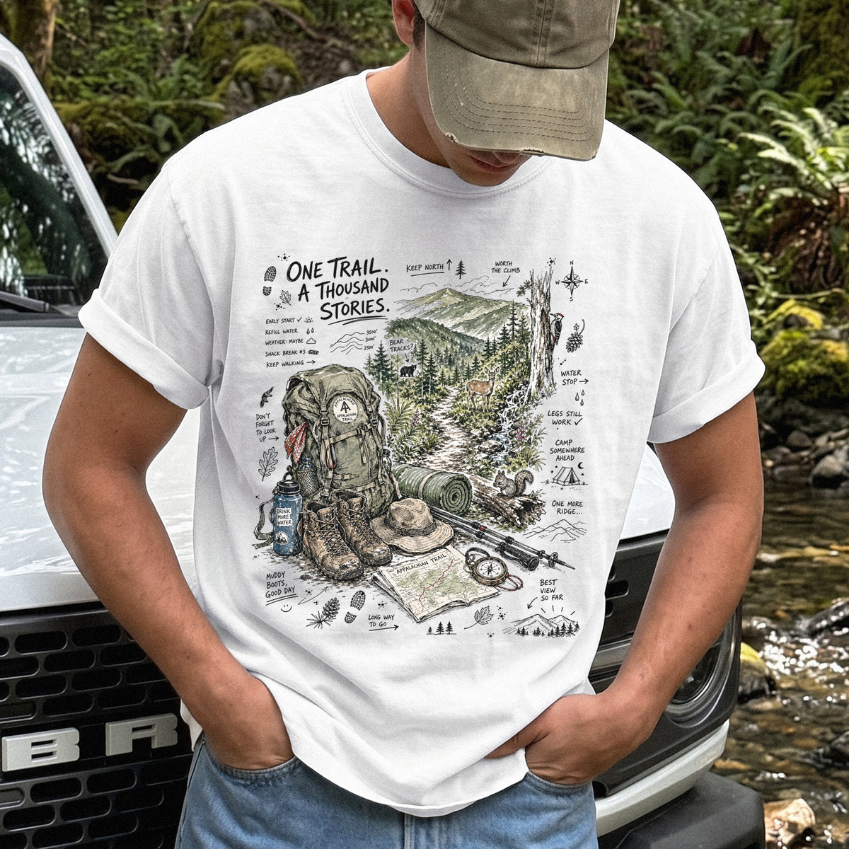 One Trail A Thousand Stories Appalachian Trail Comfort Colors Shirt – Hiking Adventure Tee