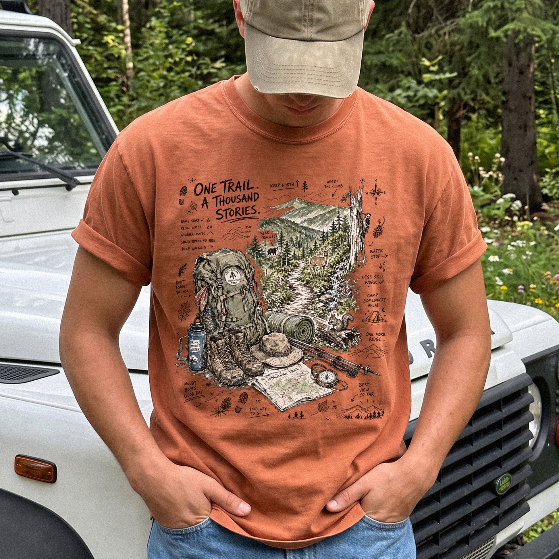 One Trail A Thousand Stories Appalachian Trail Comfort Colors Shirt – Hiking Adventure Tee