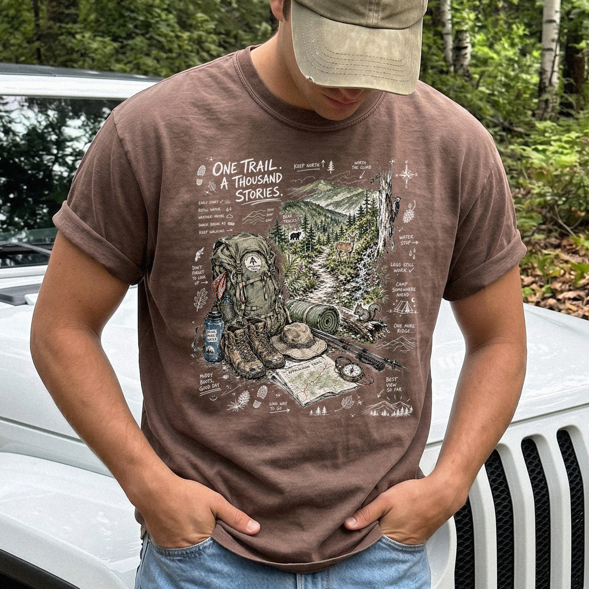 One Trail A Thousand Stories Appalachian Trail Comfort Colors Shirt – Hiking Adventure Tee