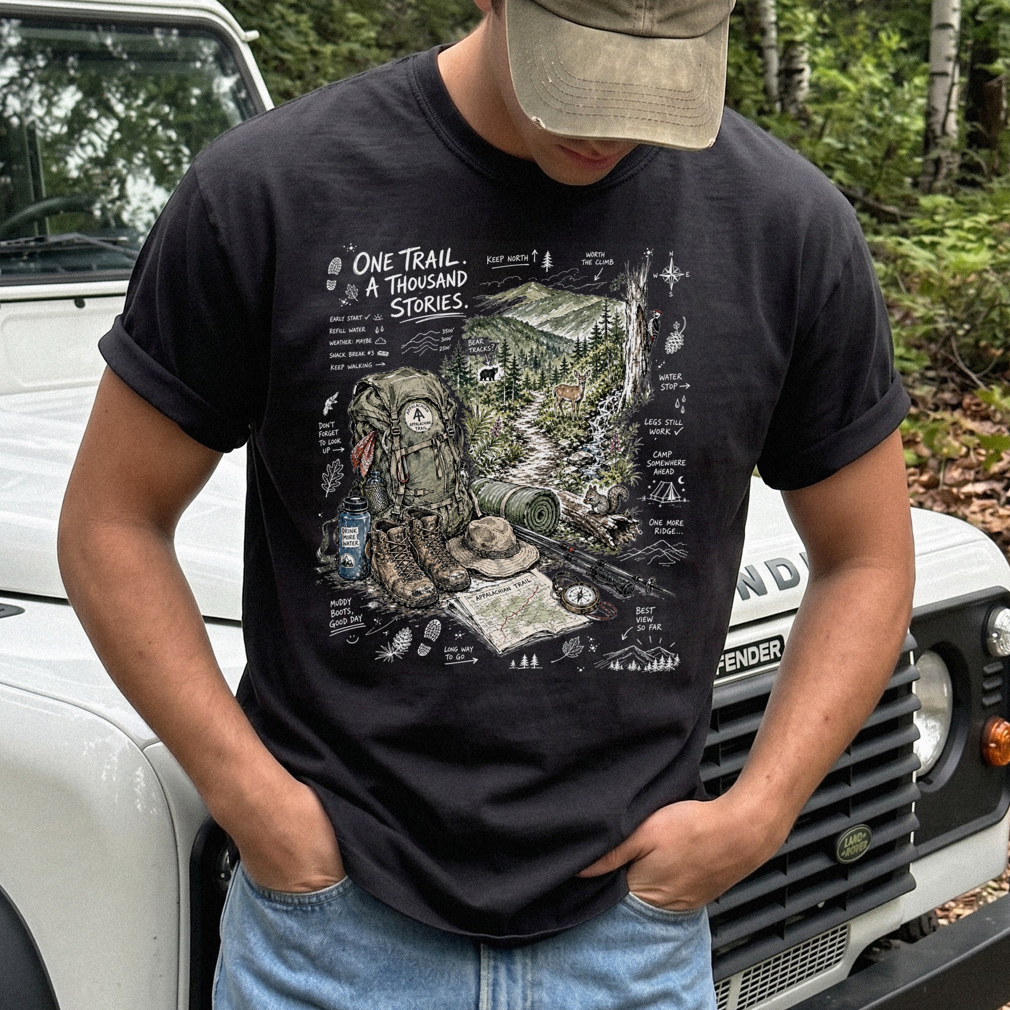One Trail A Thousand Stories Appalachian Trail Comfort Colors Shirt – Hiking Adventure Tee