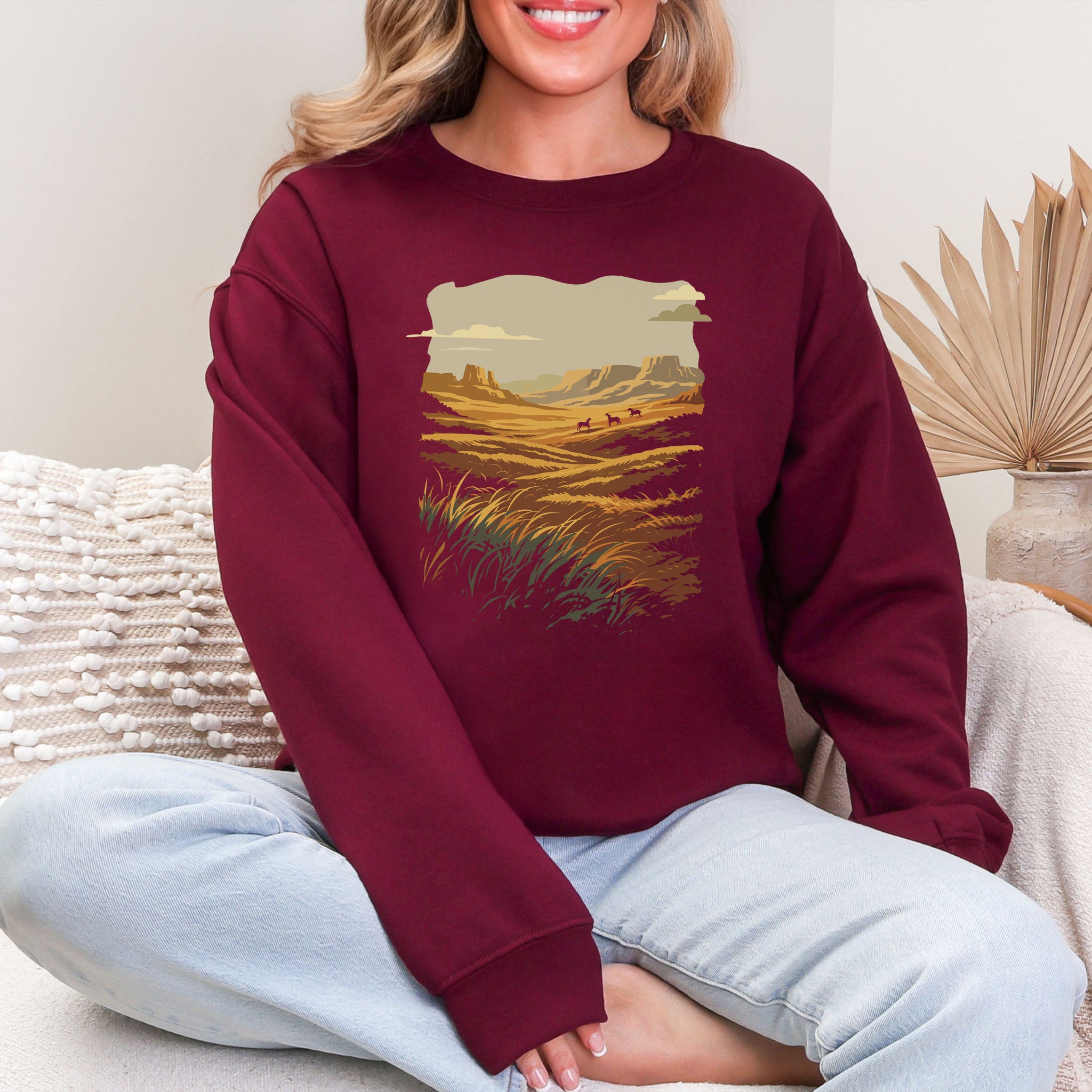 Open Range Wild West Desert Horizon & Mustang Adventure Sweatshirt