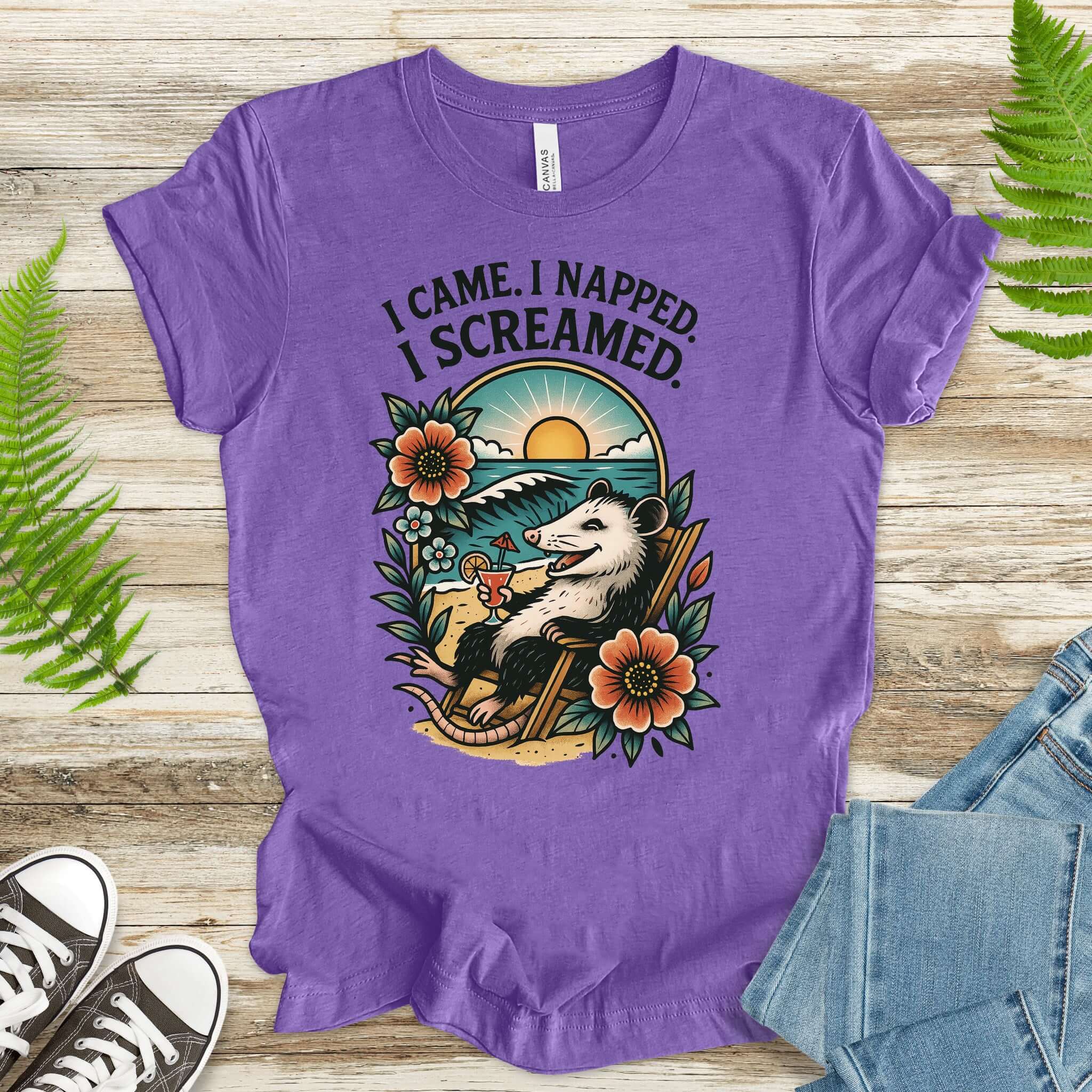 Opossum Beach Vacation – I Came, I Napped, I Screamed T-Shirt