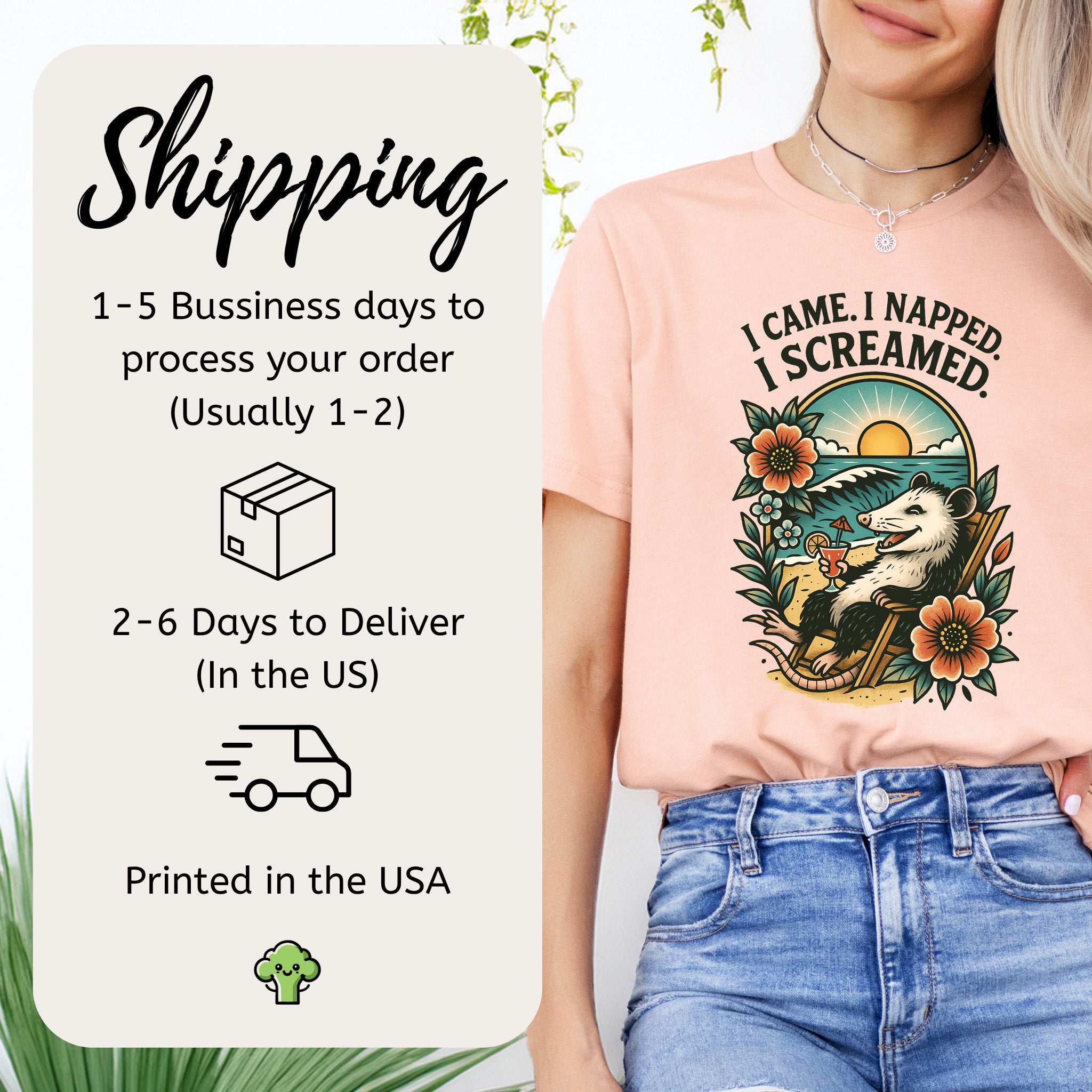 Opossum Beach Vacation – I Came, I Napped, I Screamed T-Shirt