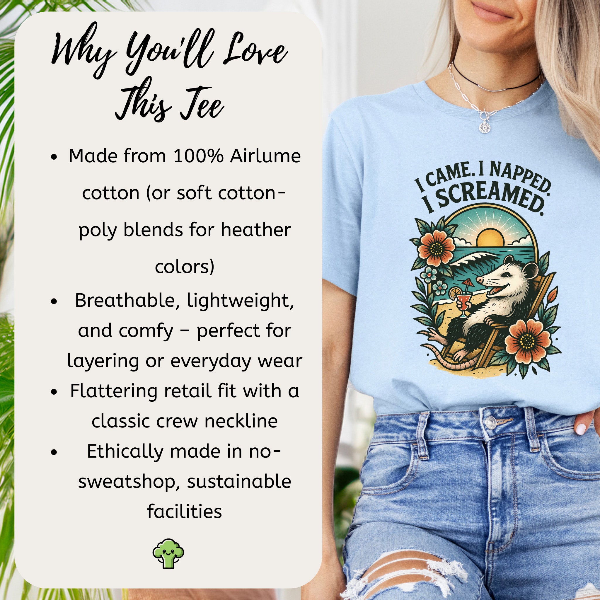 Opossum Beach Vacation – I Came, I Napped, I Screamed T-Shirt