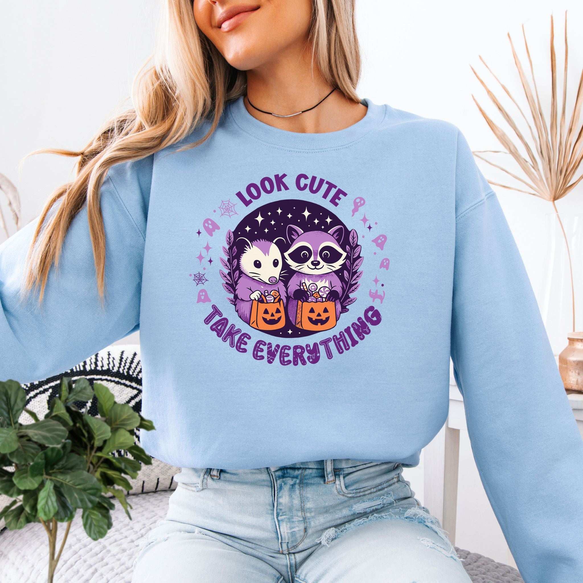Opossum & Raccoon Halloween Sweatshirt – Look Cute, Take Everything
