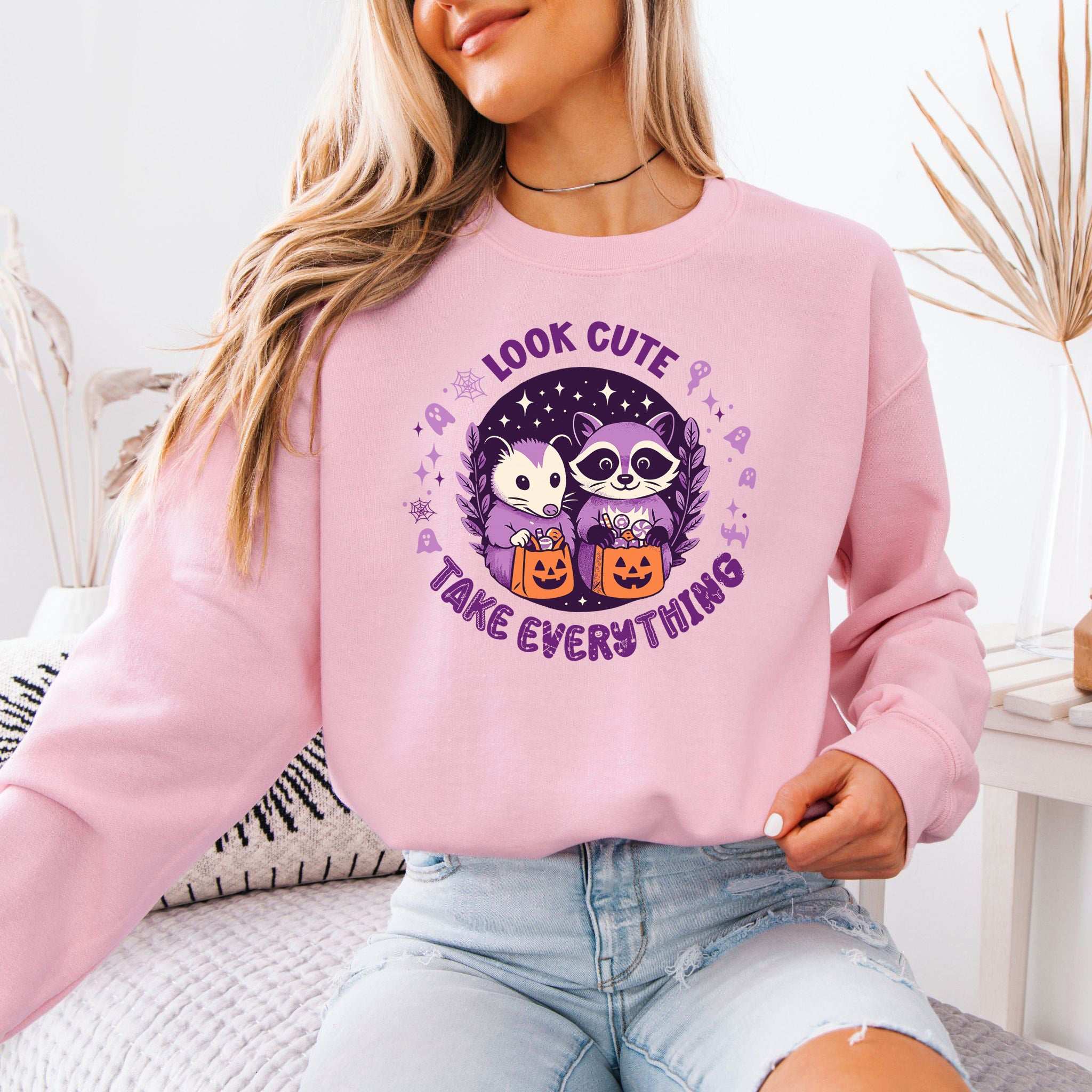 Opossum & Raccoon Halloween Sweatshirt – Look Cute, Take Everything