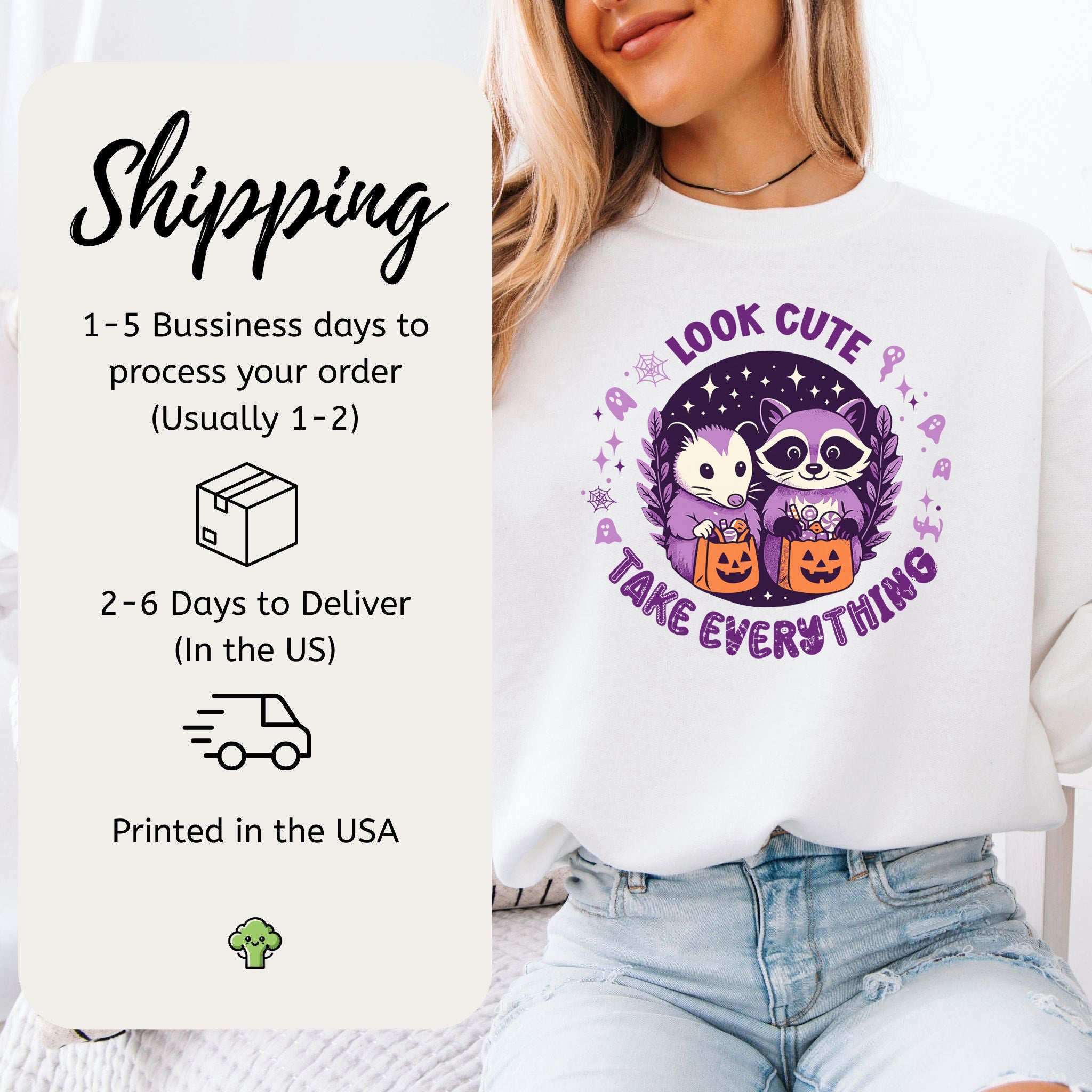 Opossum & Raccoon Halloween Sweatshirt – Look Cute, Take Everything