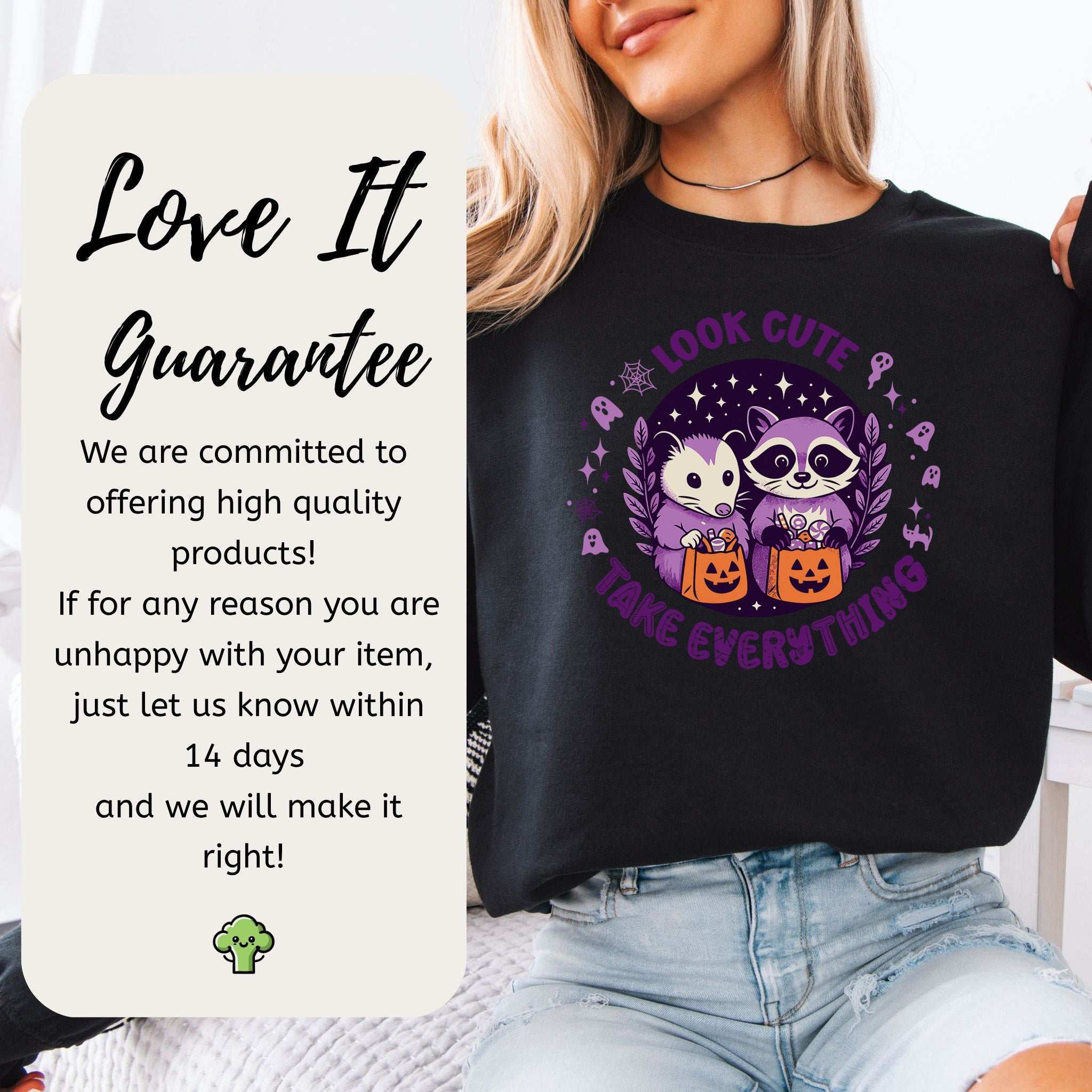 Opossum & Raccoon Halloween Sweatshirt – Look Cute, Take Everything