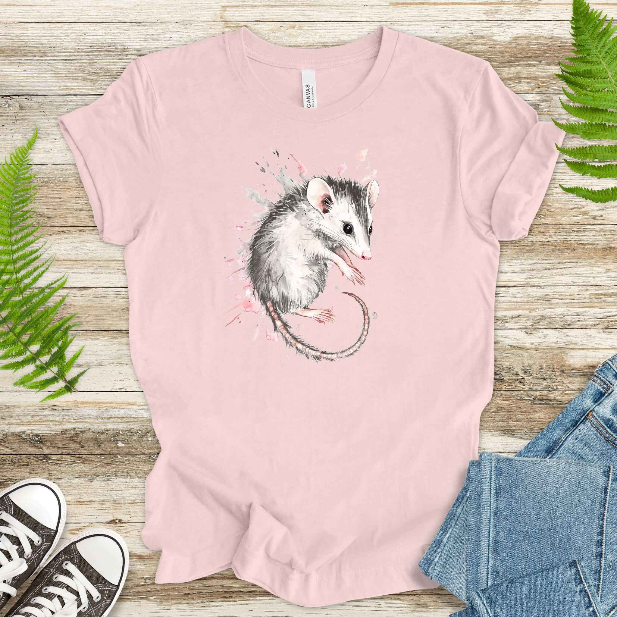 Watercolor Opossum T-Shirt – Artistic Wildlife Tee