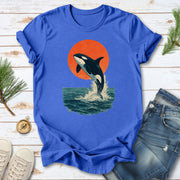 Vintage Orca Sunset T-Shirt – Japanese Style Ocean Spirit Tee