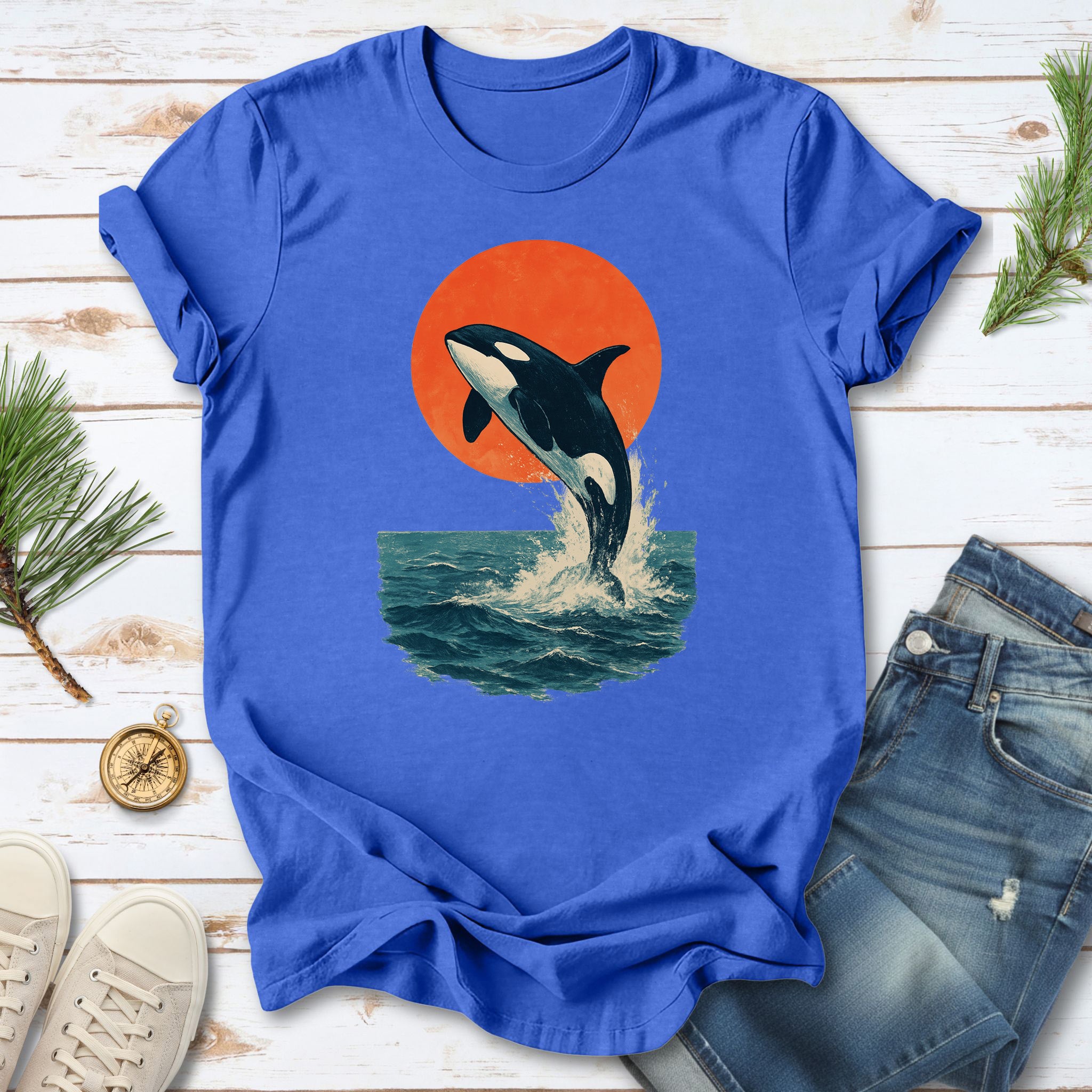 Vintage Orca Sunset T-Shirt – Japanese Style Ocean Spirit Tee