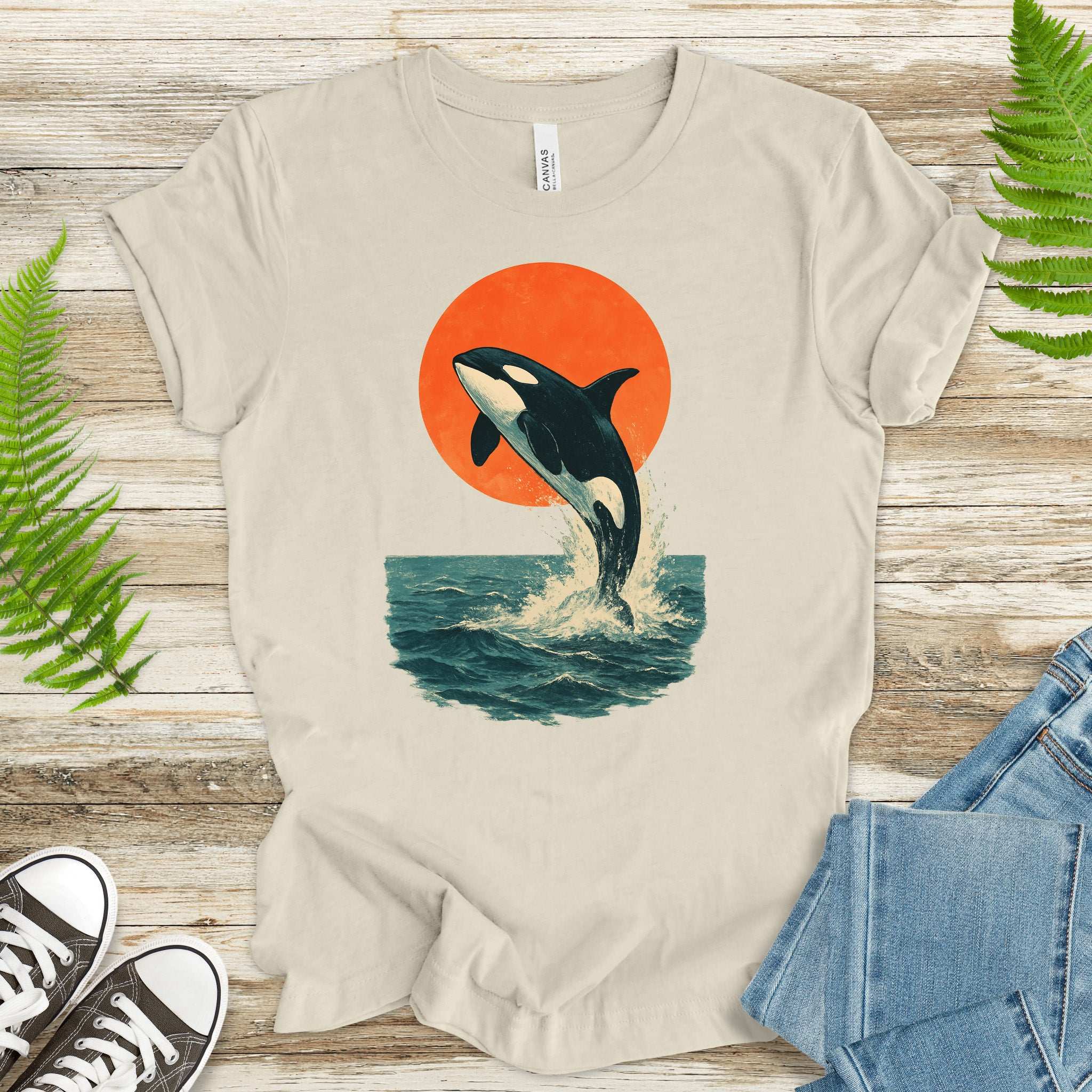 Vintage Orca Sunset T-Shirt – Japanese Style Ocean Spirit Tee