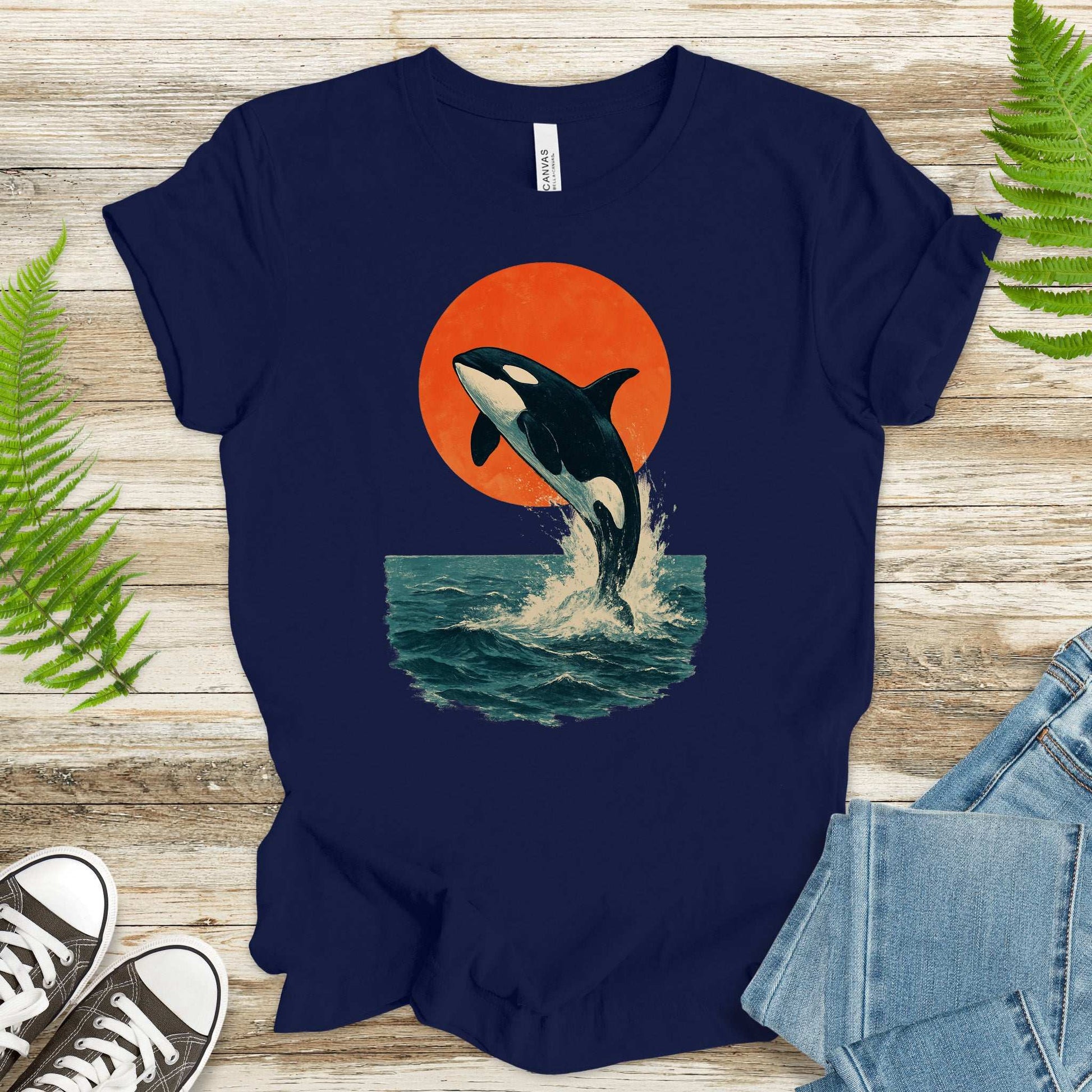 Vintage Orca Sunset T-Shirt – Japanese Style Ocean Spirit Tee