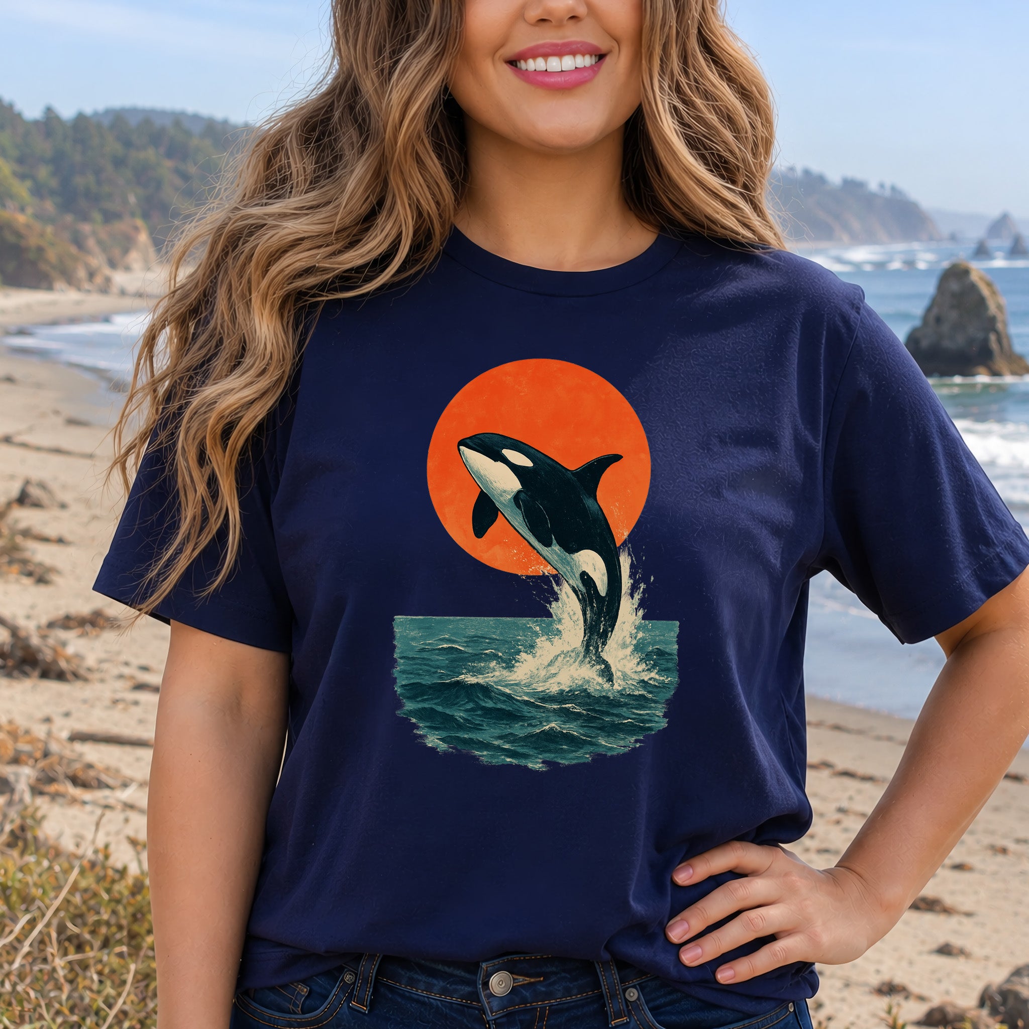 Vintage Orca Sunset T-Shirt – Japanese Style Ocean Spirit Tee