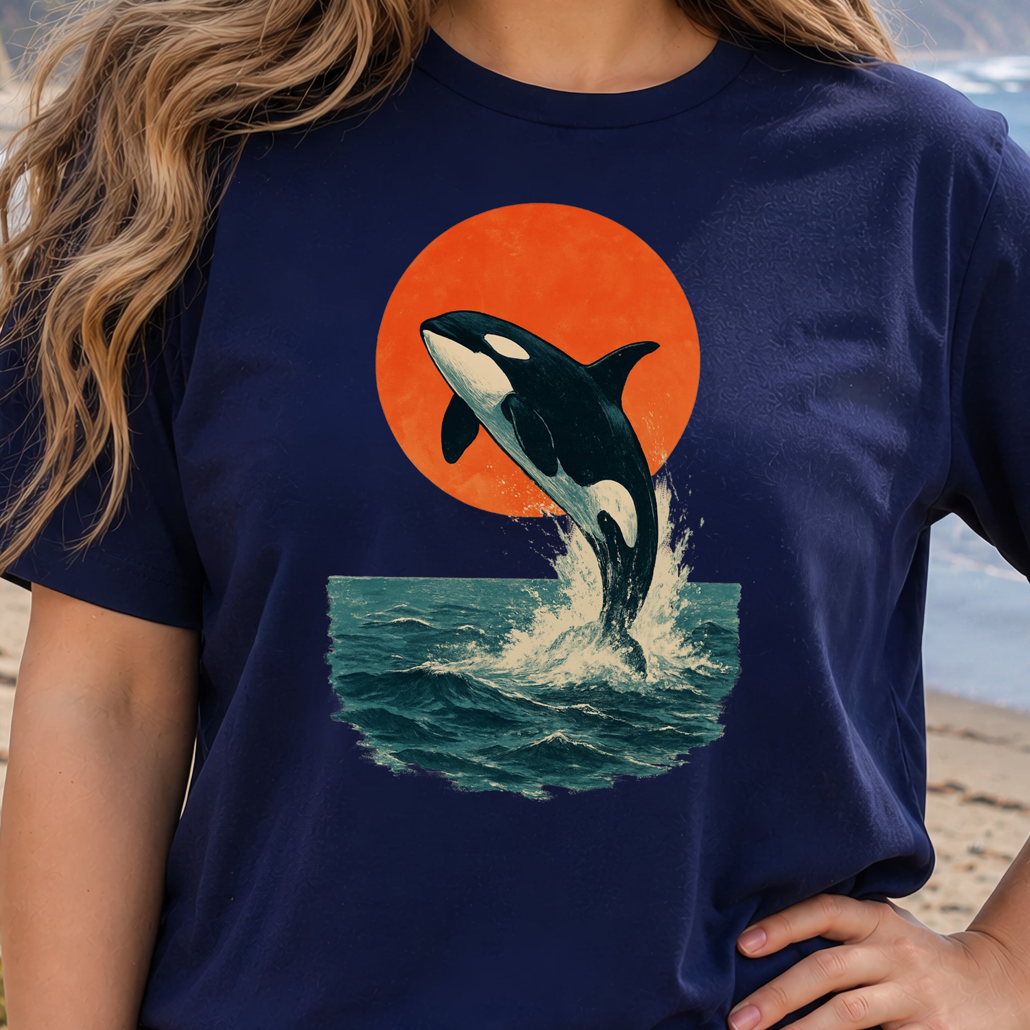 Vintage Orca Sunset T-Shirt – Japanese Style Ocean Spirit Tee