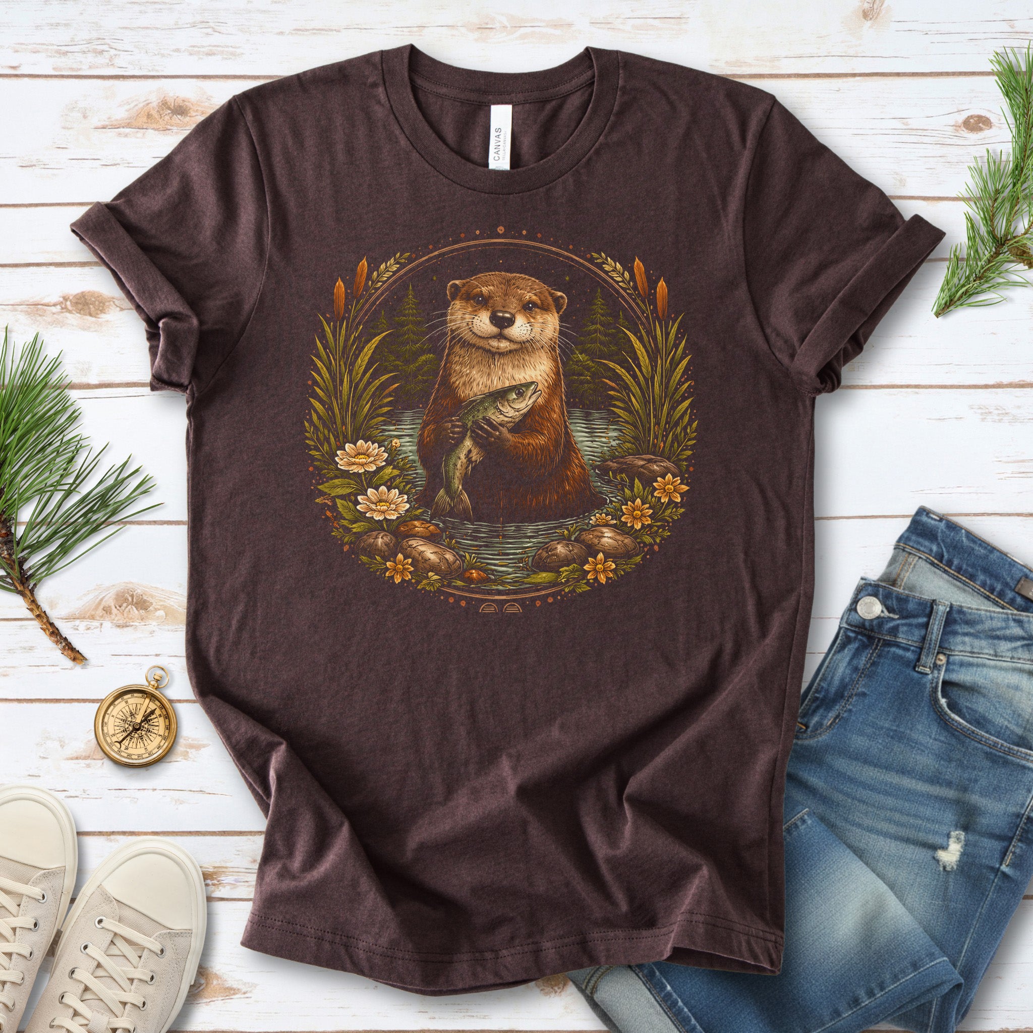 Otter and the Silver Catch Botanical River Wildflower T-Shirt