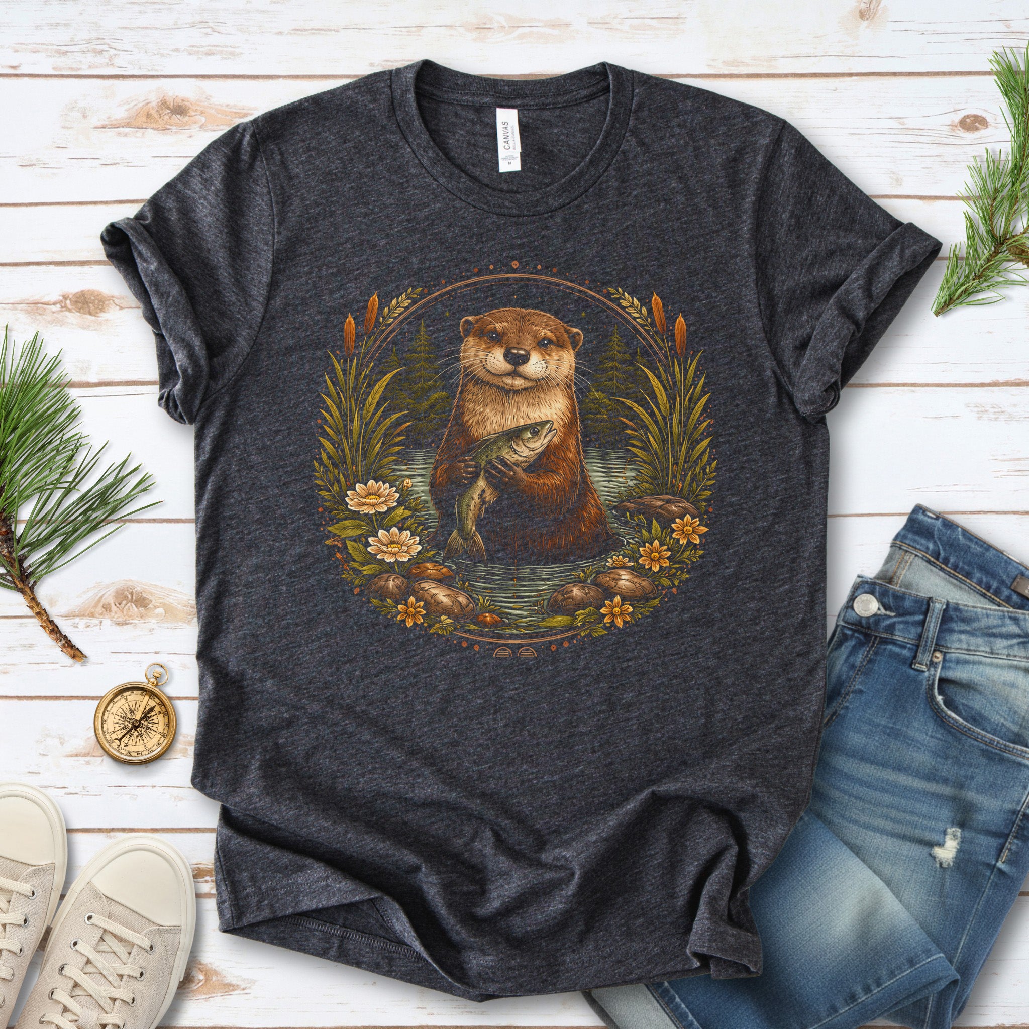 Otter and the Silver Catch Botanical River Wildflower T-Shirt