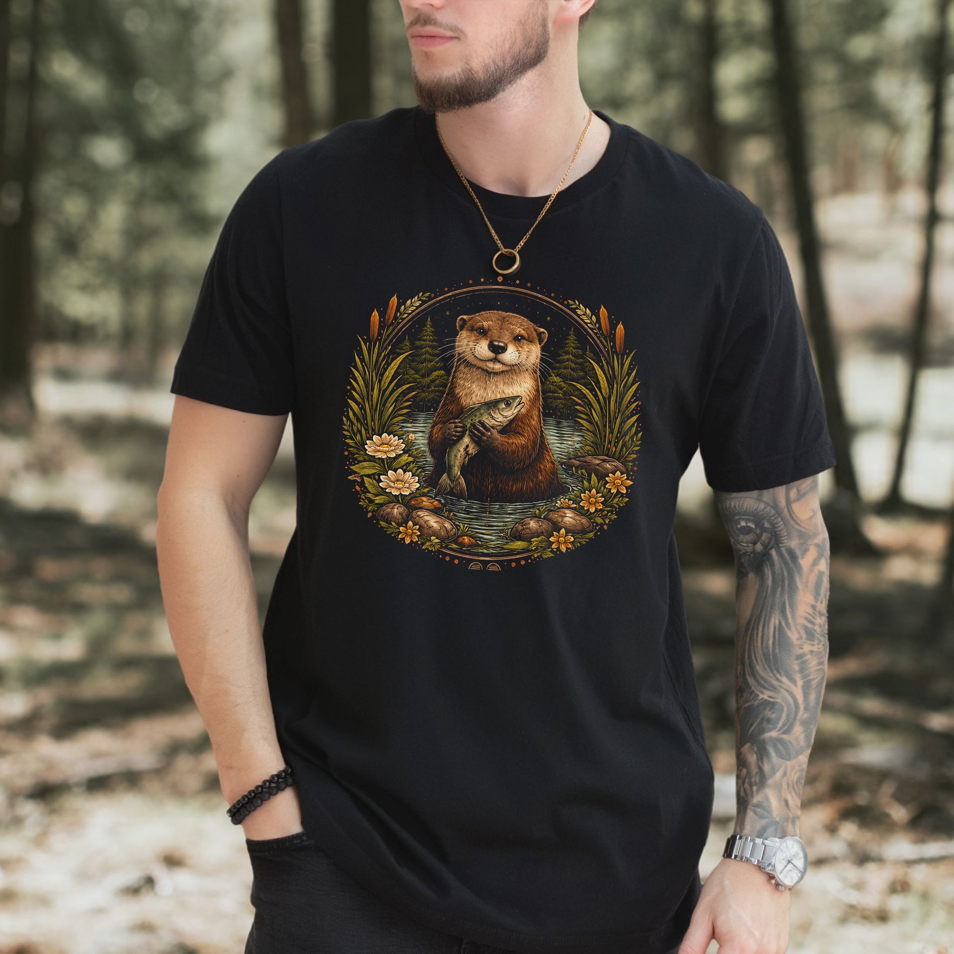 Otter and the Silver Catch Botanical River Wildflower T-Shirt