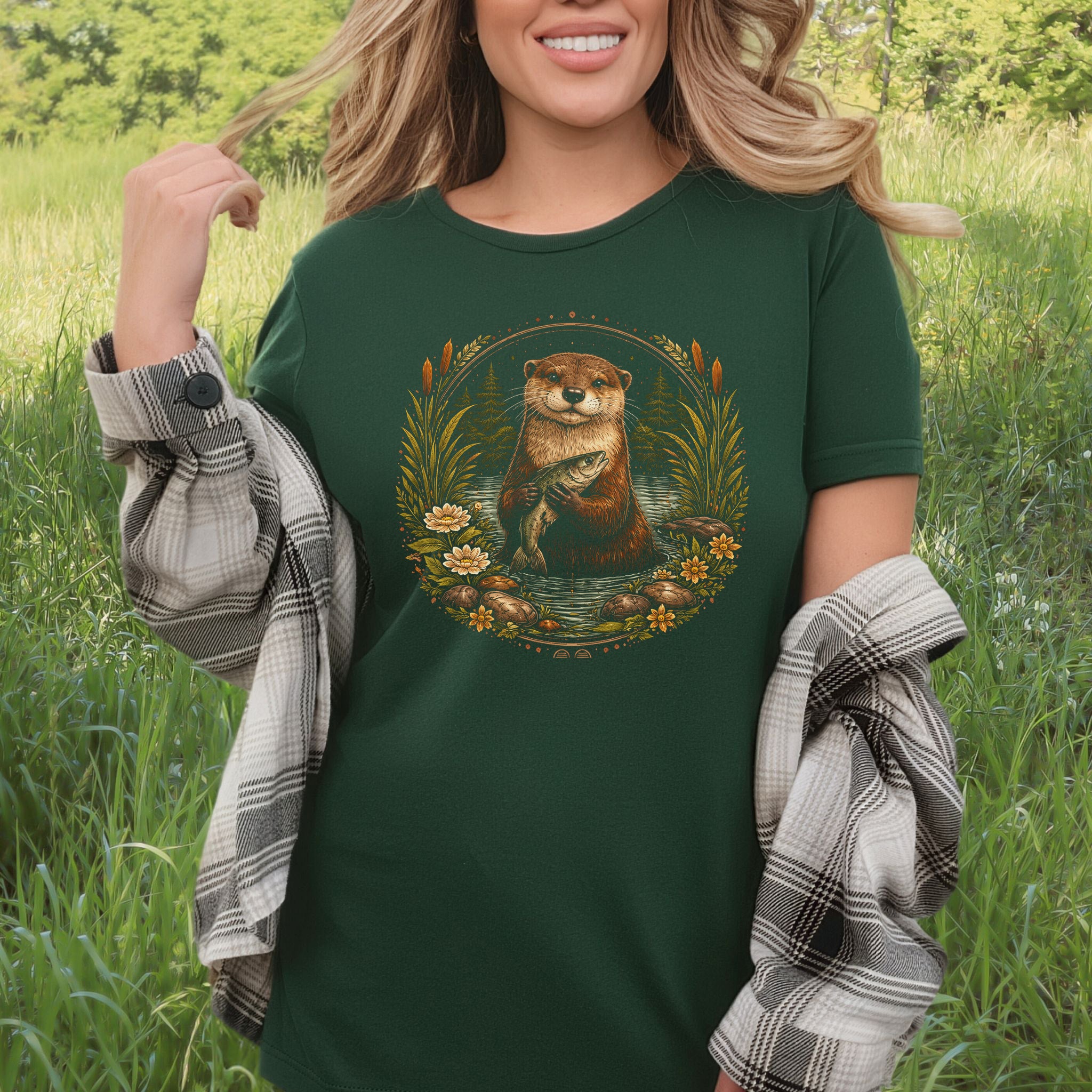 Otter and the Silver Catch Botanical River Wildflower T-Shirt