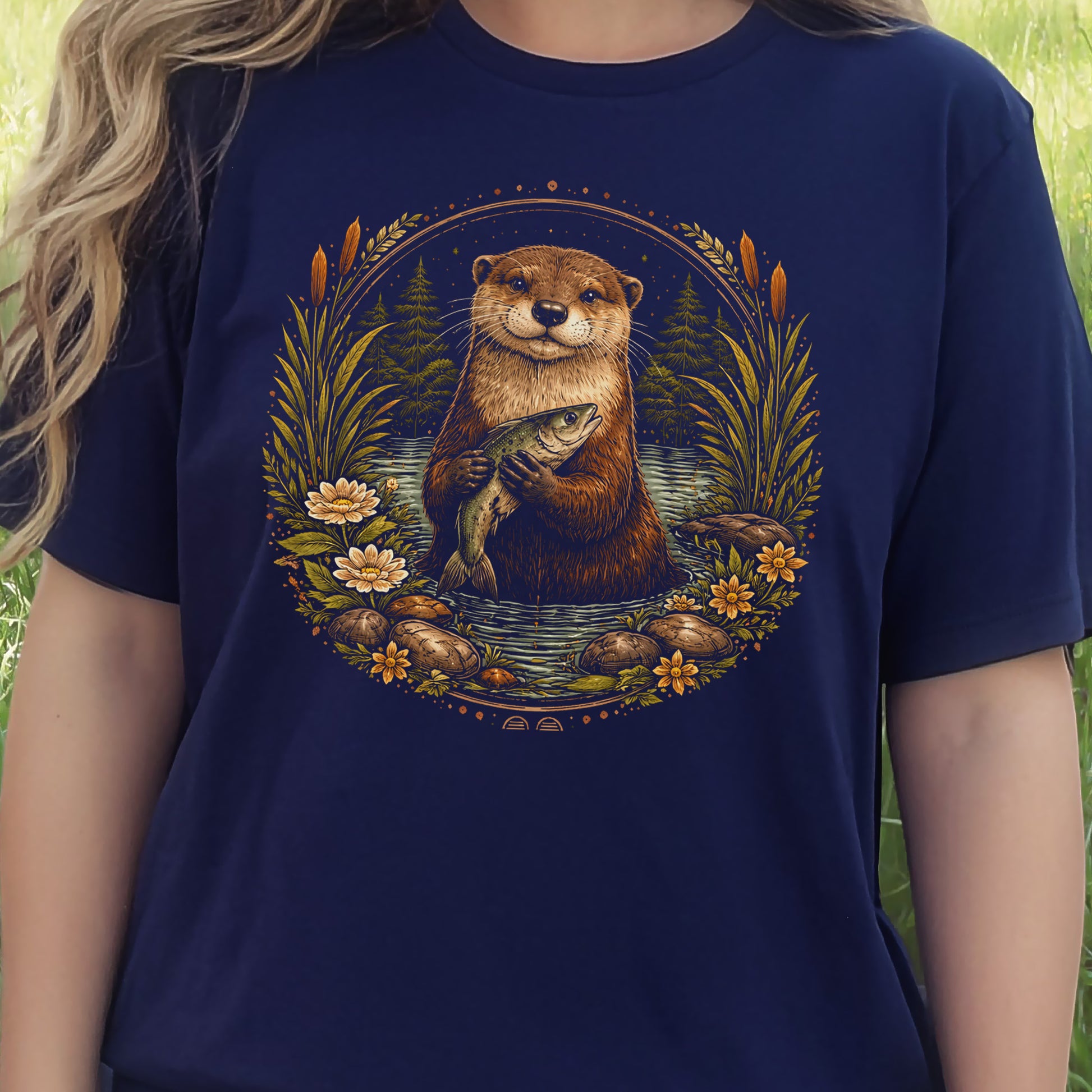 Otter and the Silver Catch Botanical River Wildflower T-Shirt