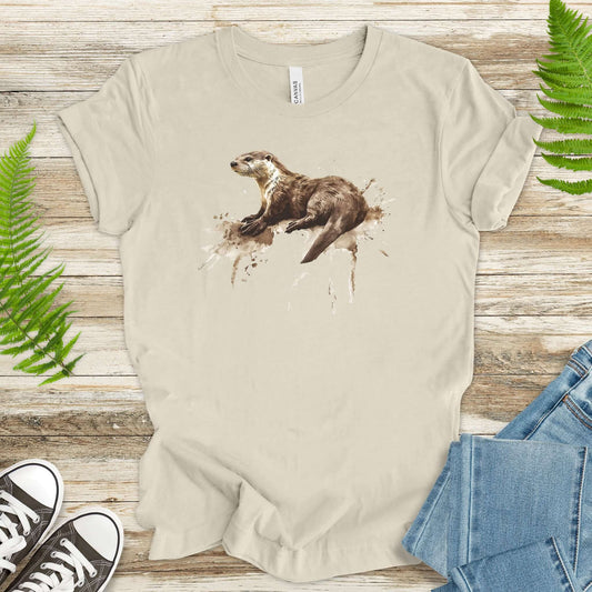 Watercolor Otter T-Shirt – Artistic River Otter Tee