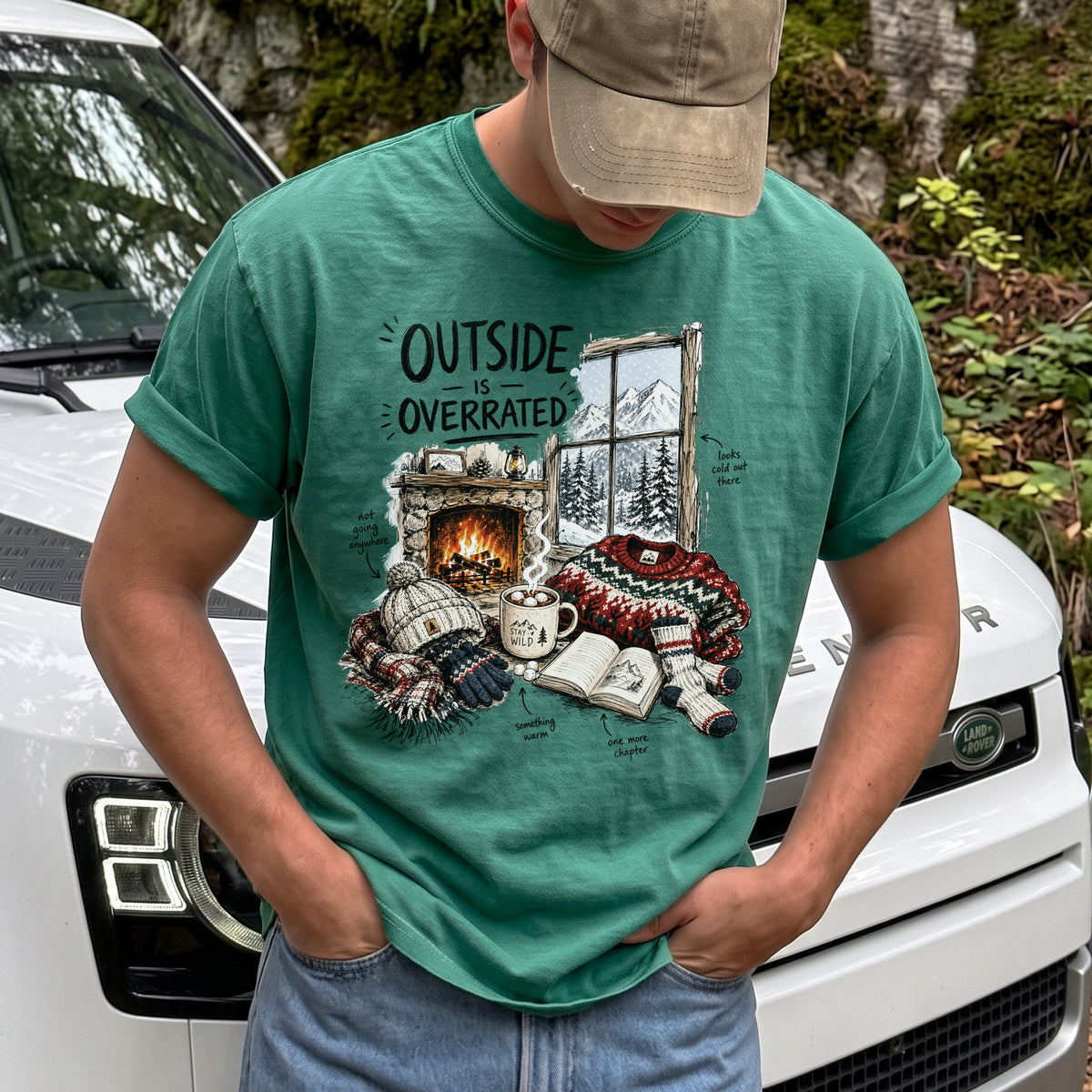 Outside Is Overrated Comfort Colors Shirt – Cozy Winter Cabin Tee