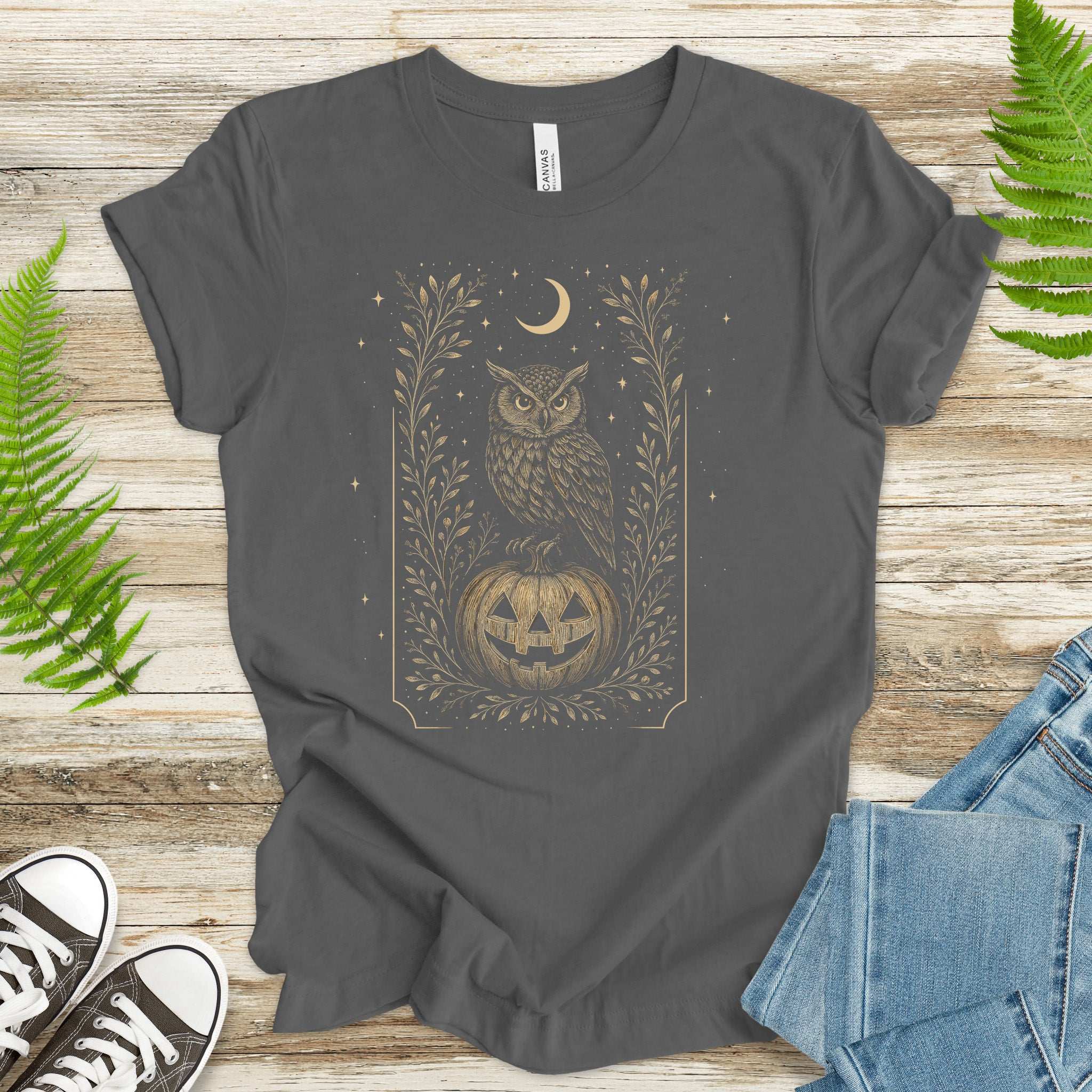 Owl Moon Halloween T-Shirt – Vintage Jack-O’-Lantern Night Bird Tee