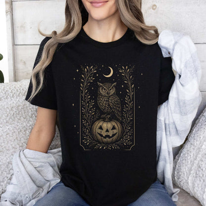 Owl Moon Halloween T-Shirt – Vintage Jack-O’-Lantern Night Bird Tee