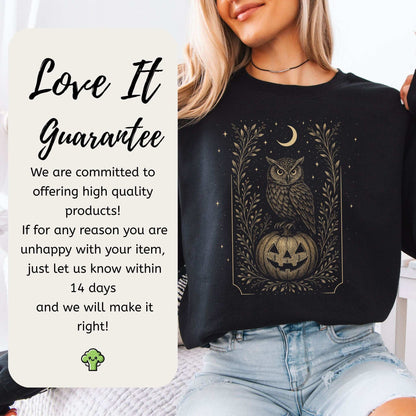 Owl Moon Halloween Sweatshirt – Vintage Jack-O’-Lantern Night Bird