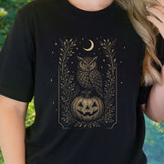 Owl Moon Halloween T-Shirt – Vintage Jack-O’-Lantern Night Bird Tee