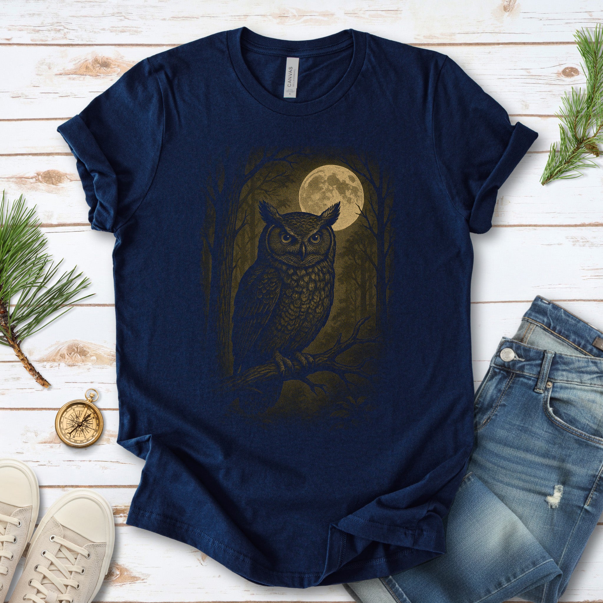 Owl Spirit Animal T-Shirt – Full Moon Forest Wisdom Vibes