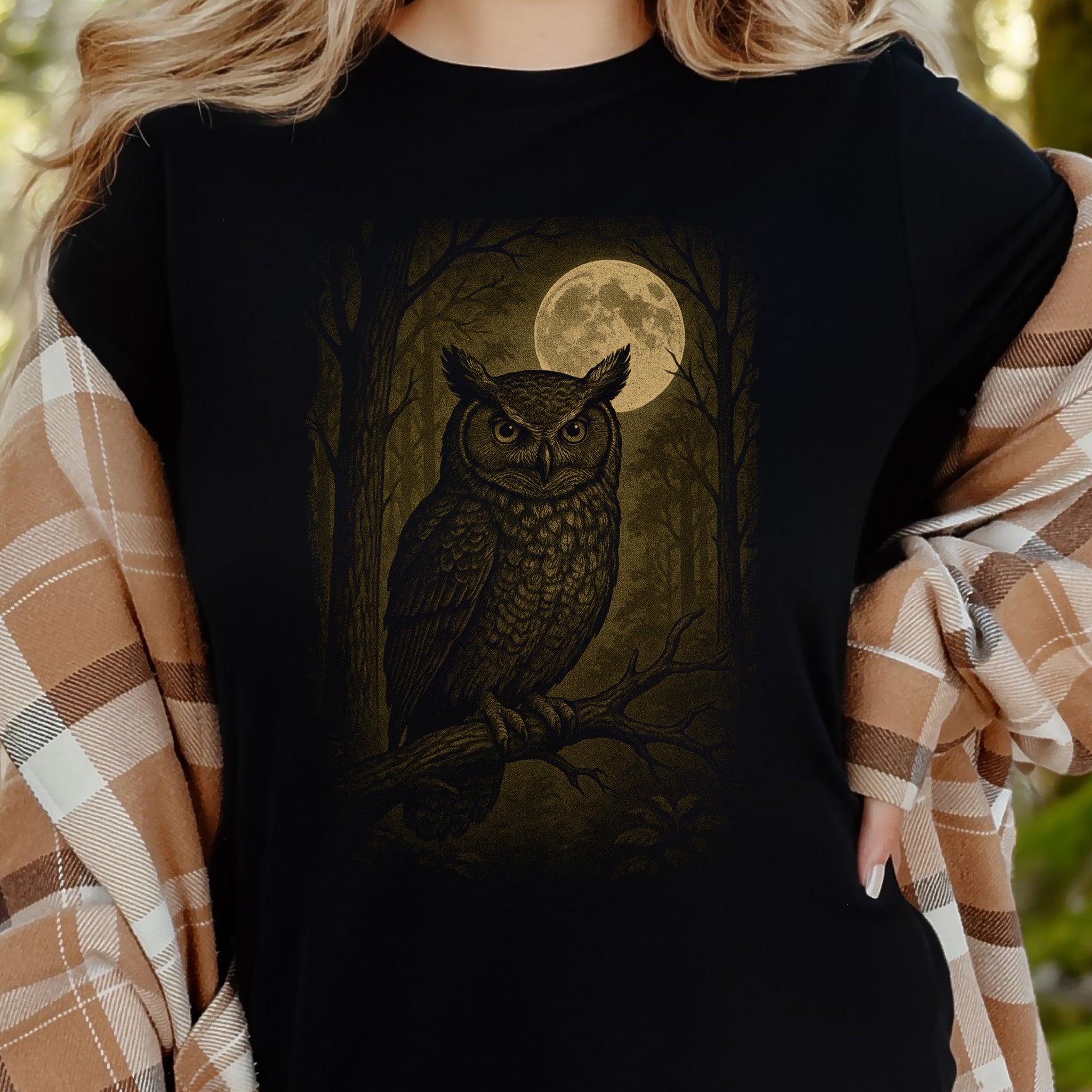 Owl Spirit Animal T-Shirt – Full Moon Forest Wisdom Vibes