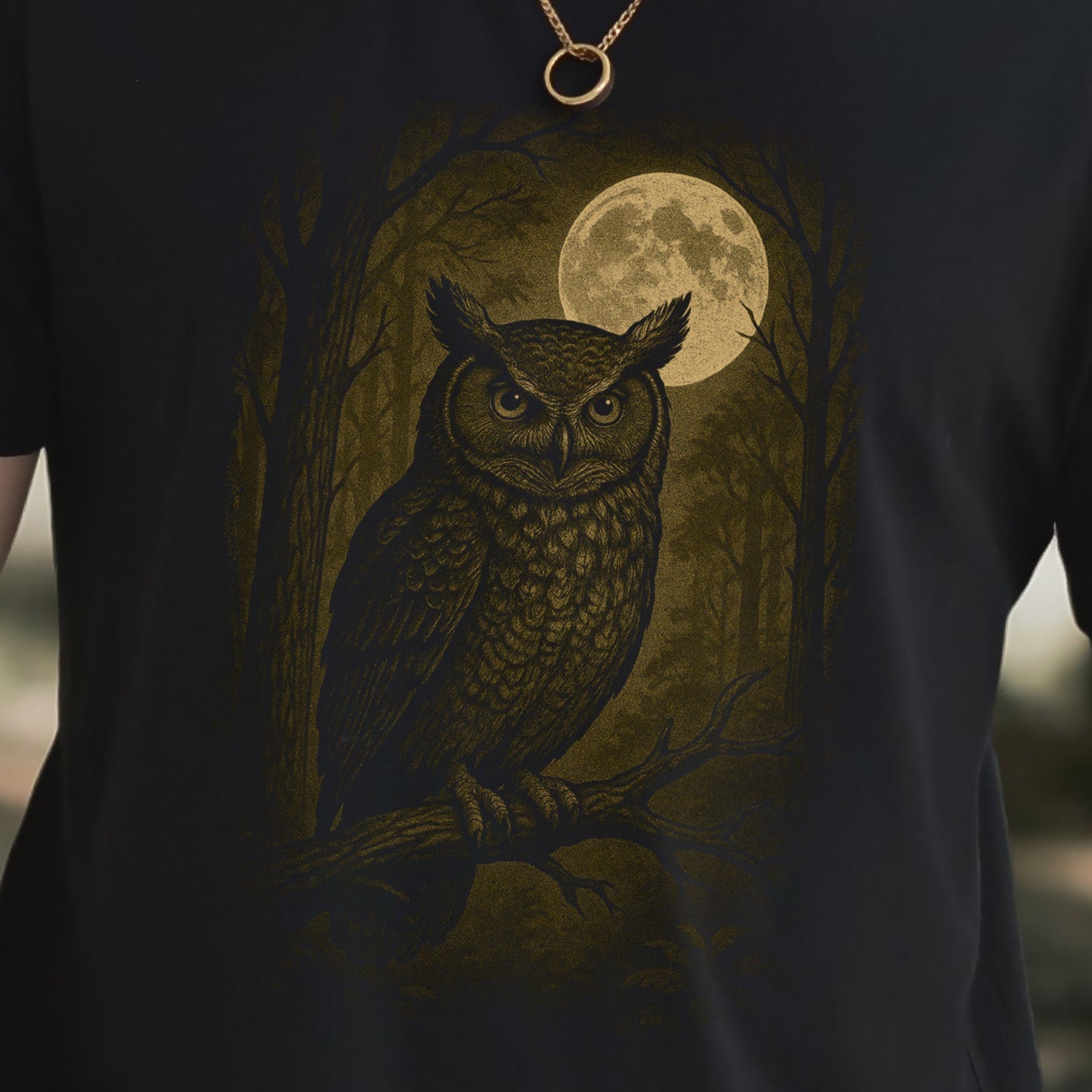 Owl Spirit Animal T-Shirt – Full Moon Forest Wisdom Vibes