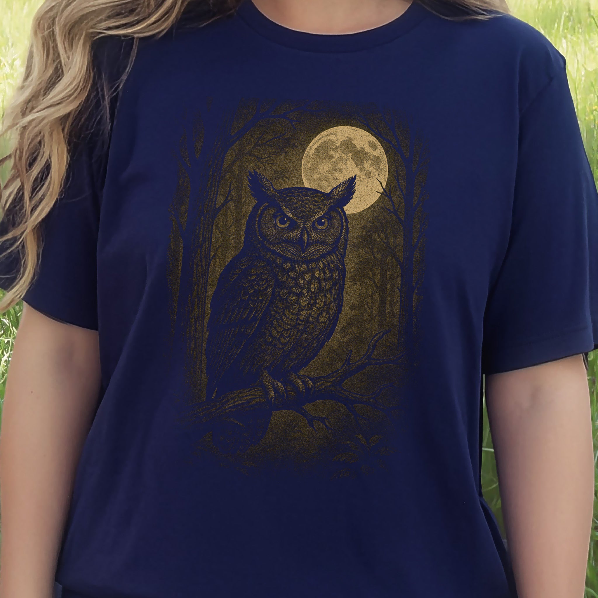 Owl Spirit Animal T-Shirt – Full Moon Forest Wisdom Vibes