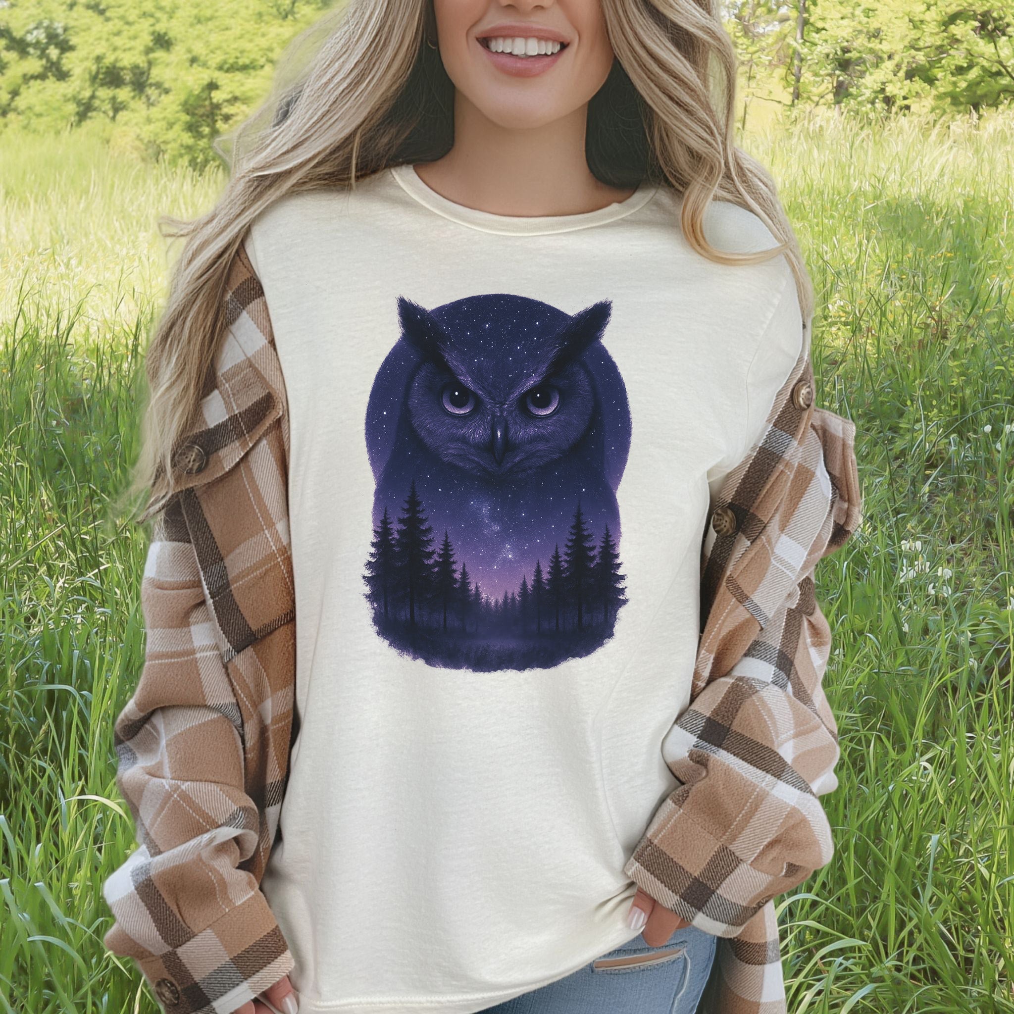 Mystic Night Owl T-Shirt – Celestial Forest Spirit Animal Tee
