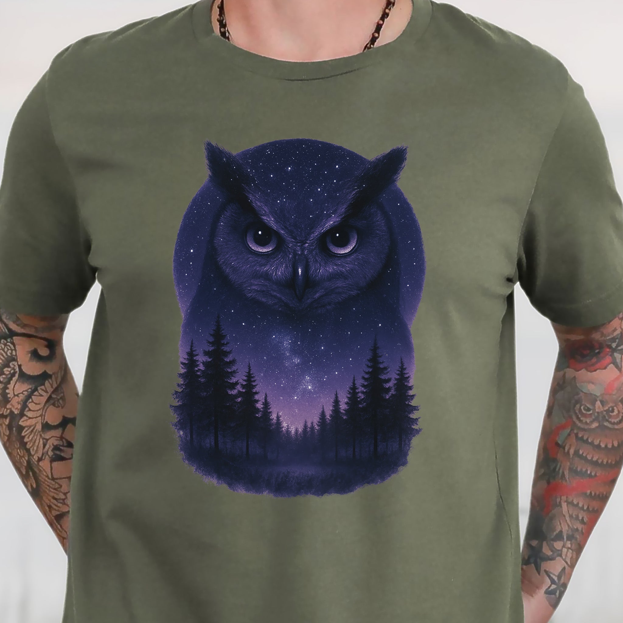Mystic Night Owl T-Shirt – Celestial Forest Spirit Animal Tee
