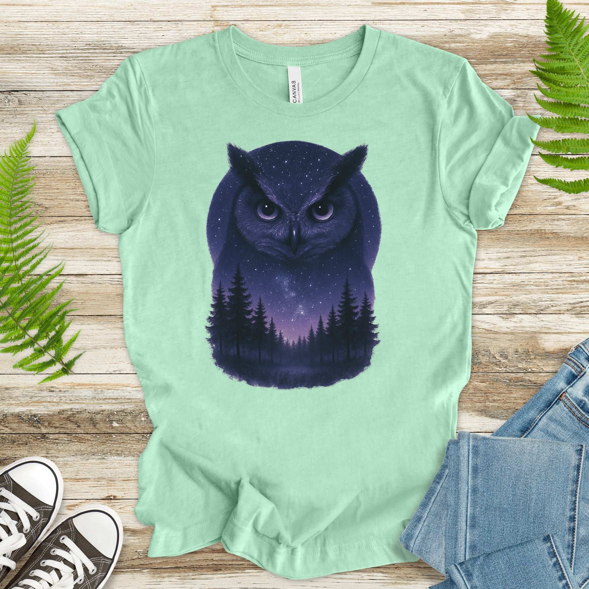 Mystic Night Owl T-Shirt – Celestial Forest Spirit Animal Tee