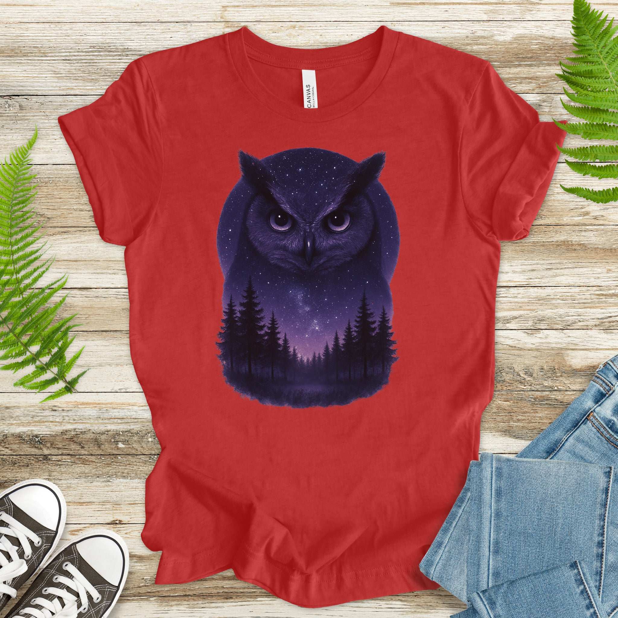 Mystic Night Owl T-Shirt – Celestial Forest Spirit Animal Tee