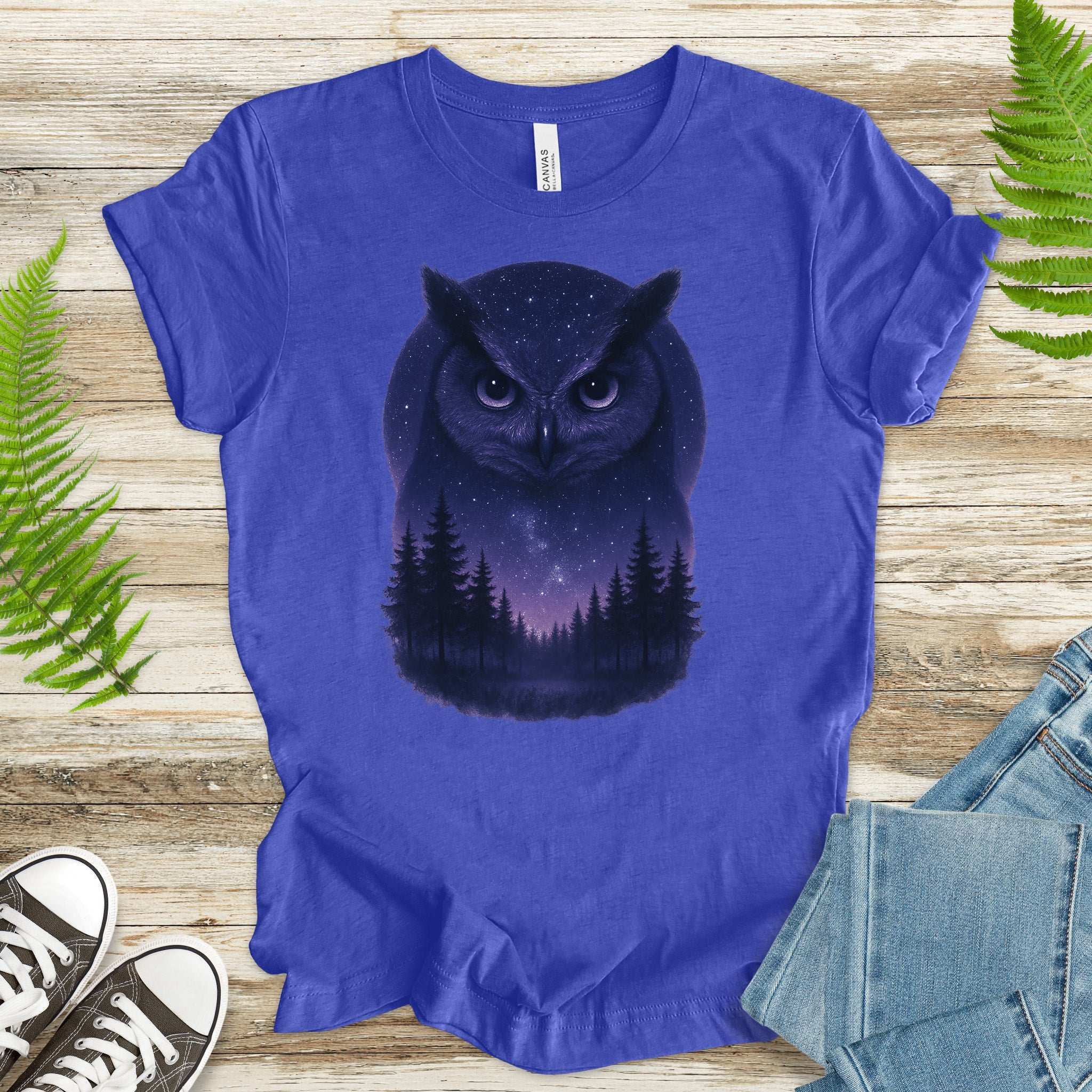 Mystic Night Owl T-Shirt – Celestial Forest Spirit Animal Tee