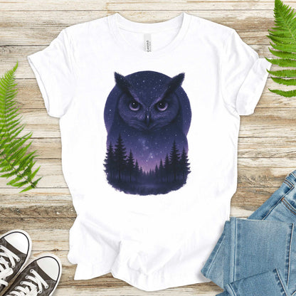Mystic Night Owl T-Shirt – Celestial Forest Spirit Animal Tee