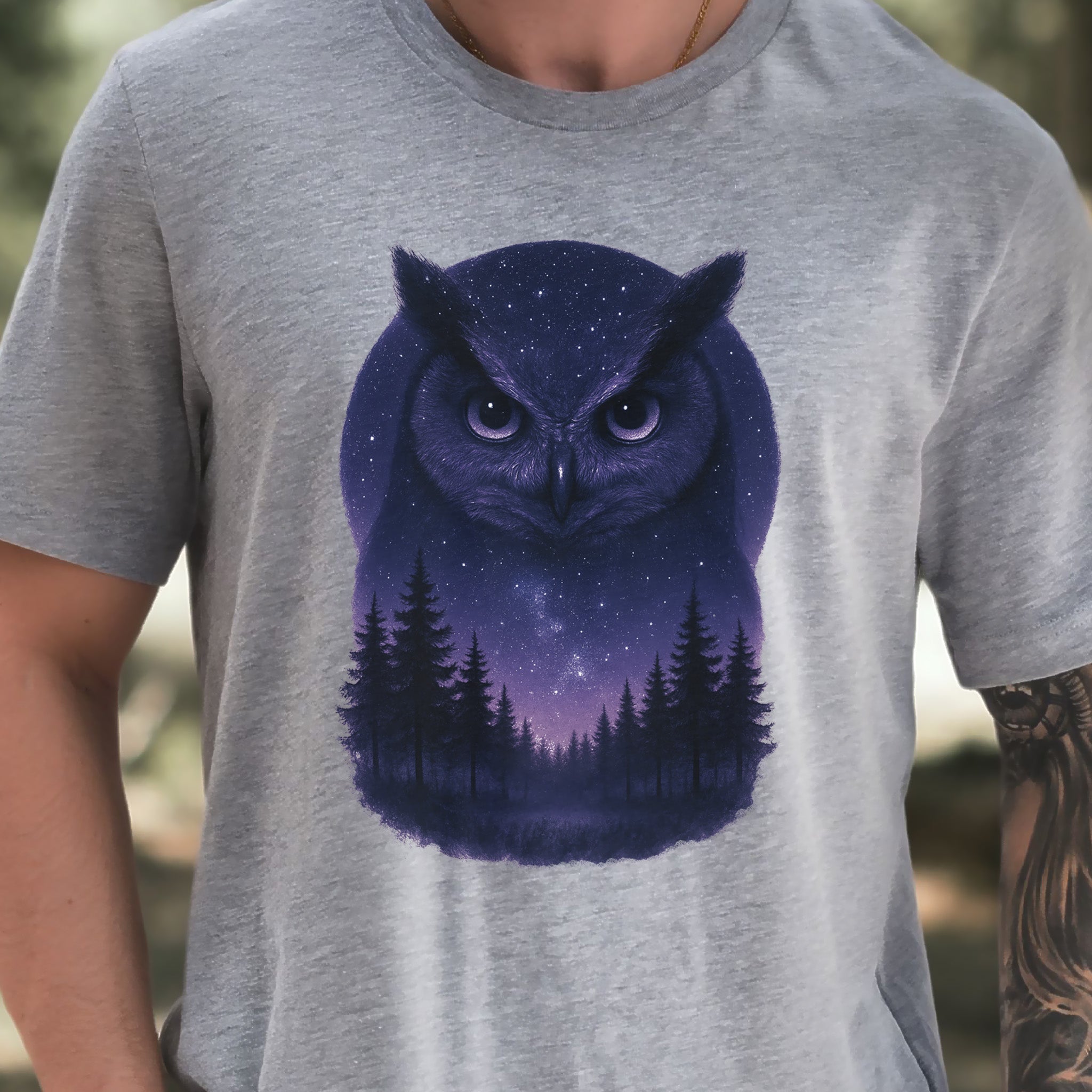 Mystic Night Owl T-Shirt – Celestial Forest Spirit Animal Tee